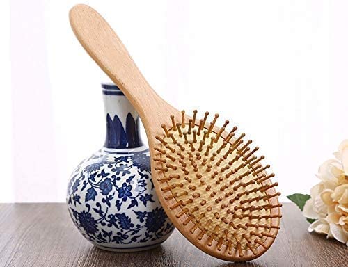 Huachi Wet Hair Brush Bamboo Detangling Brush Natural Wooden Paddle Organic Brush for Women Men Kids Scalp Massage Anti-Static, Reducing Hair Breakage Adding Shine Huachi