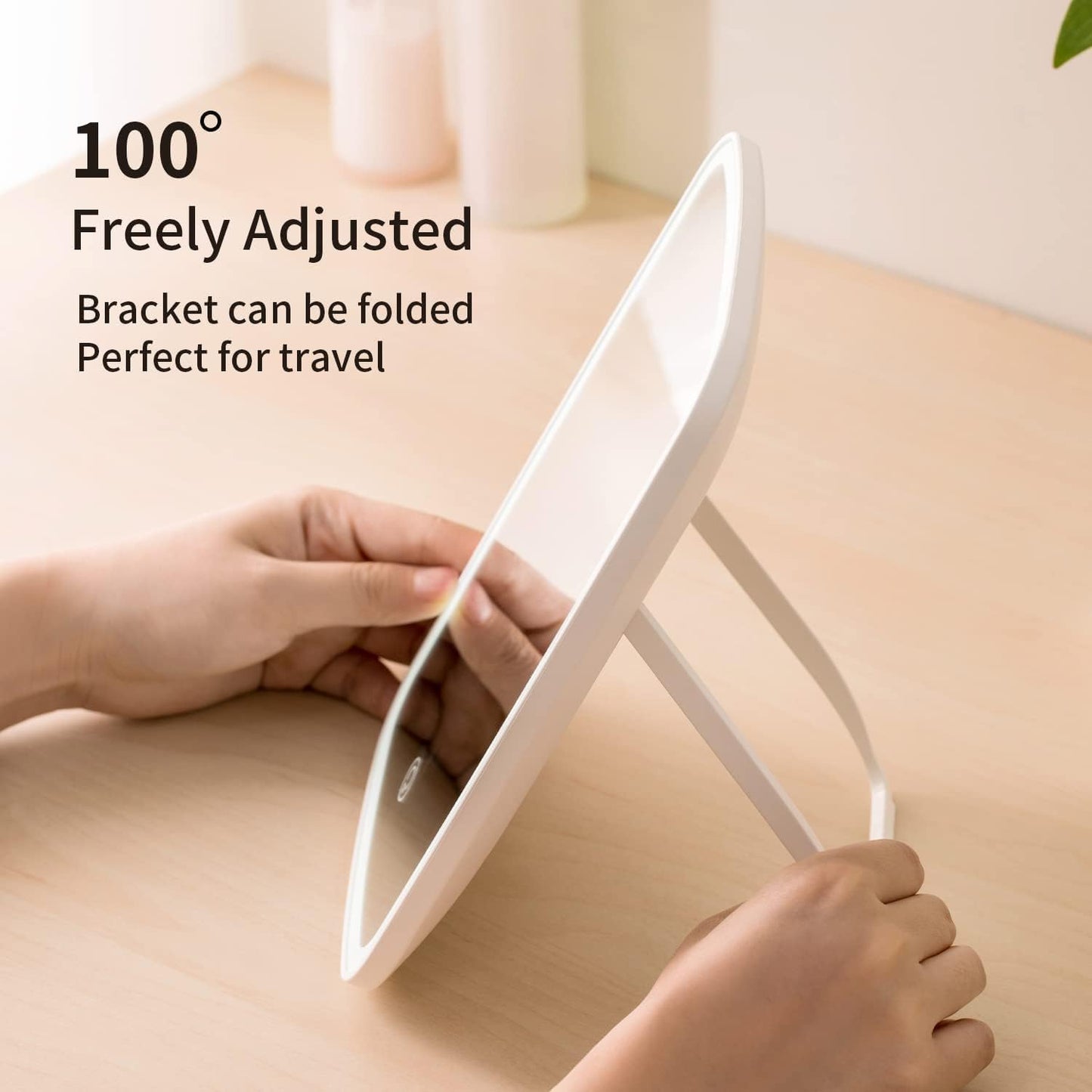 INFLUX LED Makeup Mirror with Adjustable Brightness & 3 Color Modes – Rechargeable Mirror with Lights for Perfect Makeup Application, Ideal for Home, Bathroom, Travel, and Portable Beauty Needs INFLUX