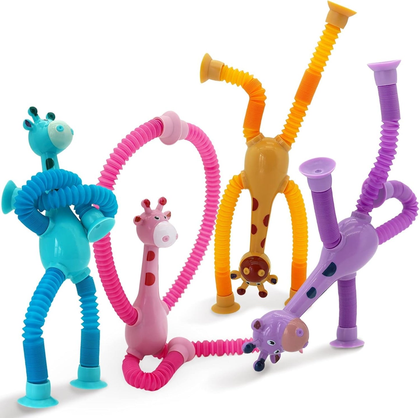 INFLUX Giraffe Shape Suction Cup Fidget Toy - Fun Telescopic Shape-Changing Toy for Kids, Toddlers, and Babies - Ideal Travel Toy with Sensory Engagement for Boys & Girls