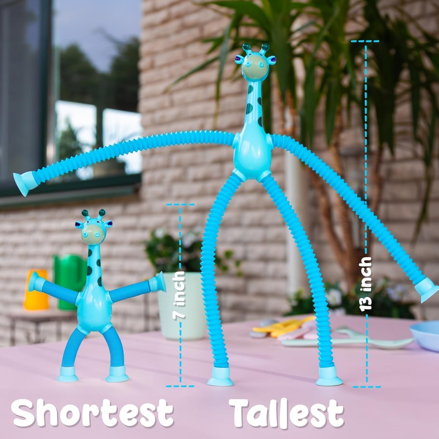INFLUX Giraffe Shape Suction Cup Fidget Toy - Fun Telescopic Shape-Changing Toy for Kids, Toddlers, and Babies - Ideal Travel Toy with Sensory Engagement for Boys & Girls
