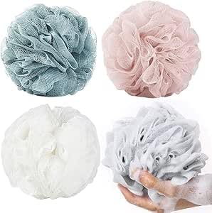 INFLUX Body Wash Sponge - Exfoliating Mesh Scrubber for Deep Cleansing | Moroccan Loofah Inspired Body Scrub Pouf | Quality - sponges poufs-Cleanse, Soothe Skin-Ball Sponge-Essential for Bathing ‎INFLUX