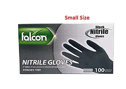 Falcon Nitrile Gloves - Black Powder Free (Small) - 100 Pieces Falcon