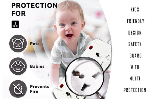 INFLUX Extension Cord, 5-Outlet 5-Meter Multi-Plug Power Extension Cable with Individual Safety Buttons - Durable 13A Extension Plug for Safe and Efficient Power Distribution at Home, Office, and More