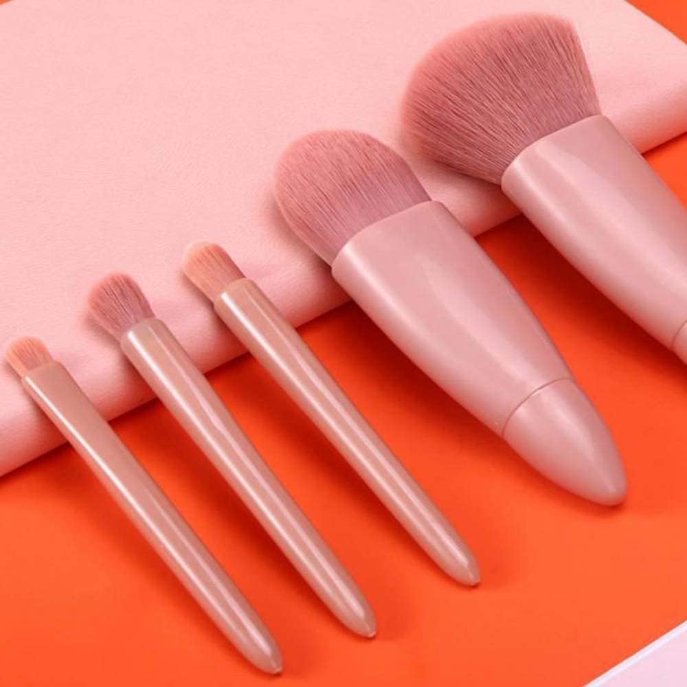 5-Piece Pink Makeup Brush Set with Compact Mirror – Essential Makeup Brushes Kit with Blush, Highlighter, and Concealer Brushes – Travel-Friendly Beauty Tool Set in Box with Mirror Visit the INFLUX Store