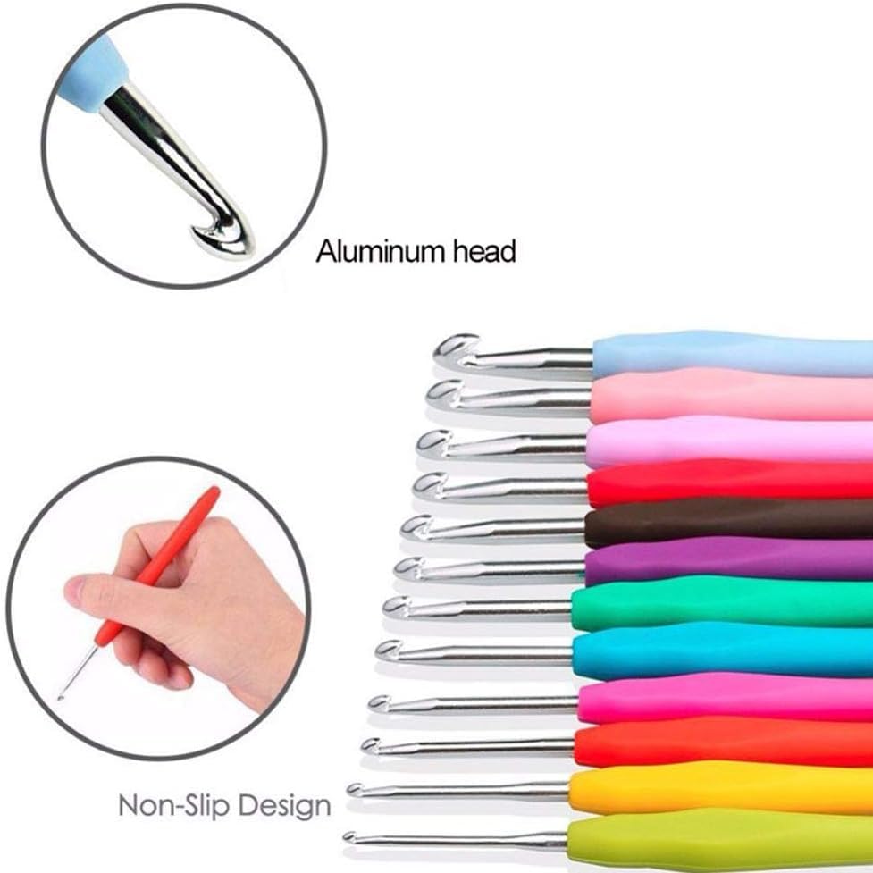 (14-Piece 2mm/B -10mm/N) Crochet Kit with Ergonomic Hooks, Yarn Needles, Stitch Markers & Portable Storage Bag - Ideal for Beginners & Experts, Travel Essential tweezer and sewing kit Visit the INFLUX Store