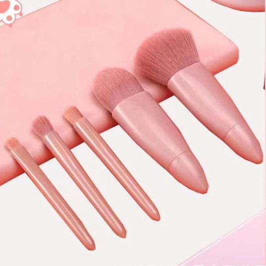 COSHINE Easy-taken Travel Makeup Brush Set, 5pcs Mini Complete Function Cosmetic Brushes Kit (5pcs with mirror) COSHINE