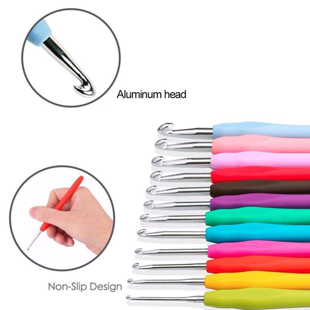 Volwco Smooth Knitting Needles Kit with Bag (Set of 14 Pieces, 2mm/B -10mm/N) Volwco