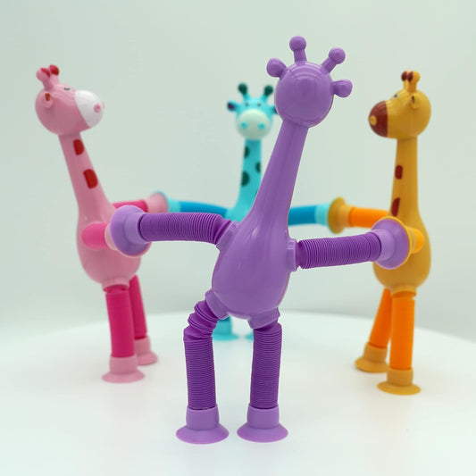 INFLUX Giraffe Shape Suction Cup Fidget Toy - Fun Telescopic Shape-Changing Toy for Kids, Toddlers, and Babies - Ideal Travel Toy with Sensory Engagement for Boys & Girls