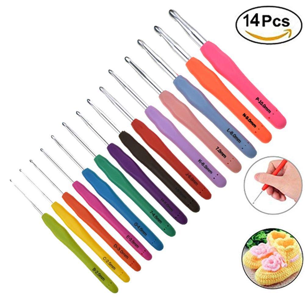 Volwco Smooth Knitting Needles Kit with Bag (Set of 14 Pieces, 2mm/B -10mm/N) Volwco