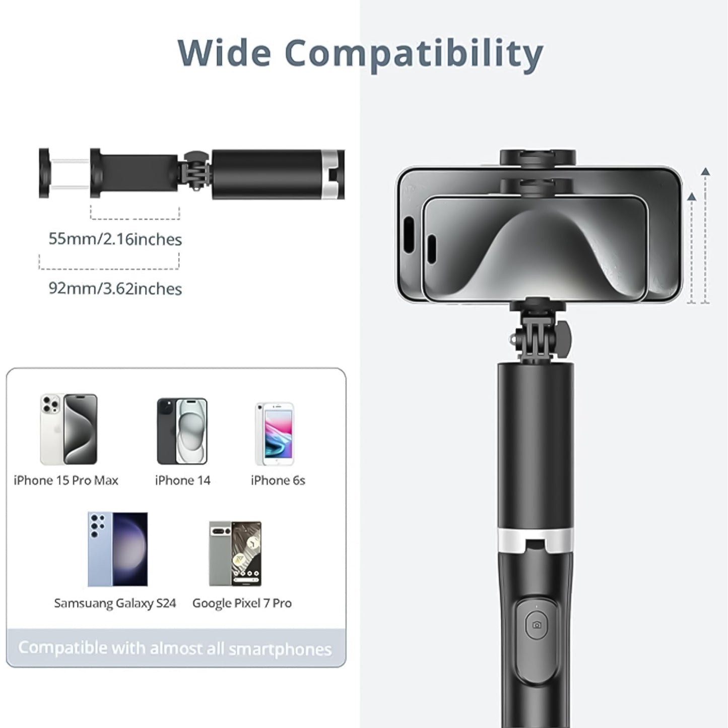 INFLUX 162cm Adjustable Mobile Stand for iPhone and Android Tripod Stand for Video Recording, Selfies, Live Streaming, with Integrated Wireless Remote, Lightweight, Extendable Phone Tripod for 4''-7'' Visit the INFLUX Store