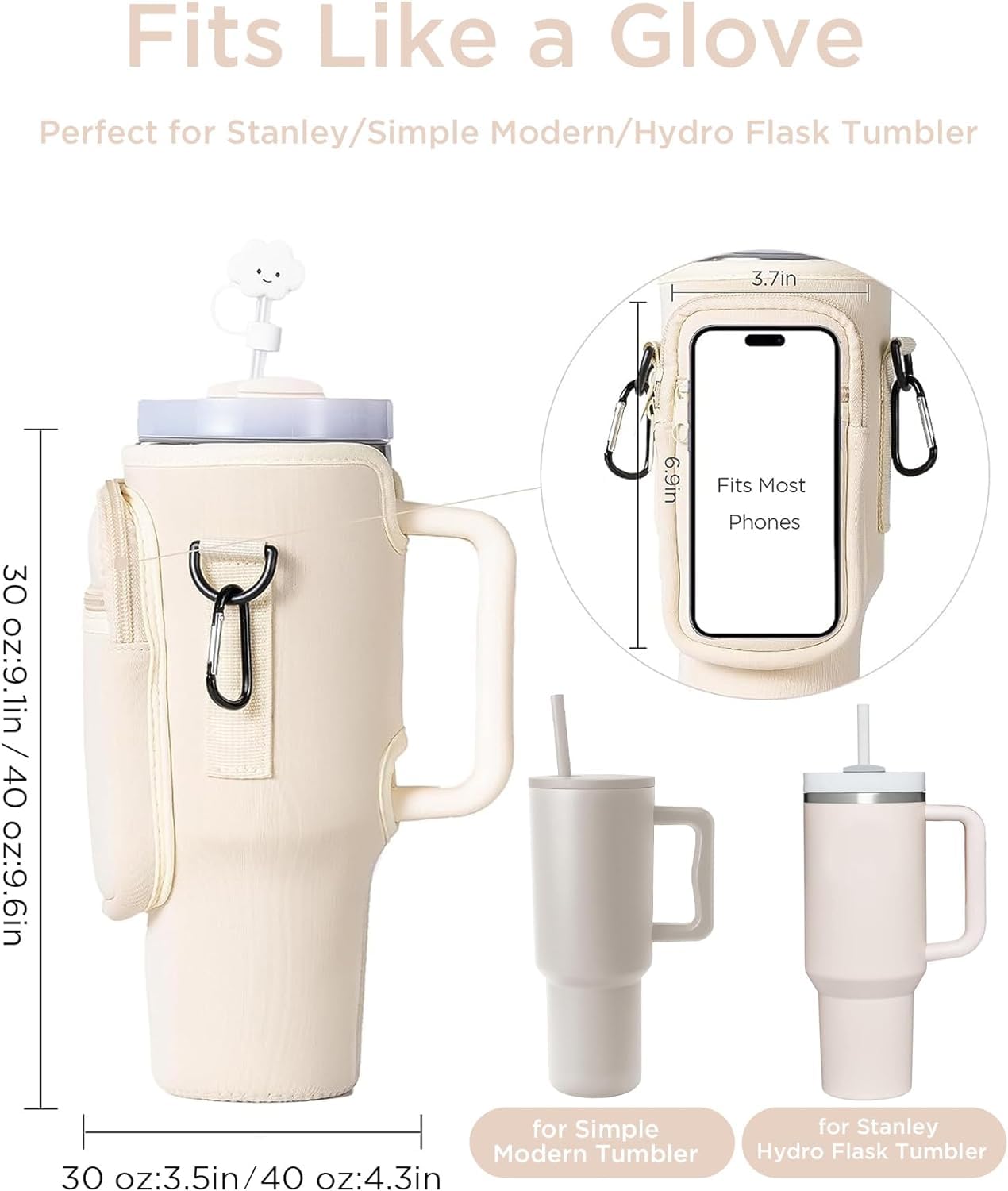 INFLUX Water Bottle Holder for Stanley 40oz - Stanley Cup Accessories Bag with Strap, Compatible with Stanley Water Bottle, Stanley Tumbler, and Stanley Cup- Water Bottle Sleeve For Outdoors