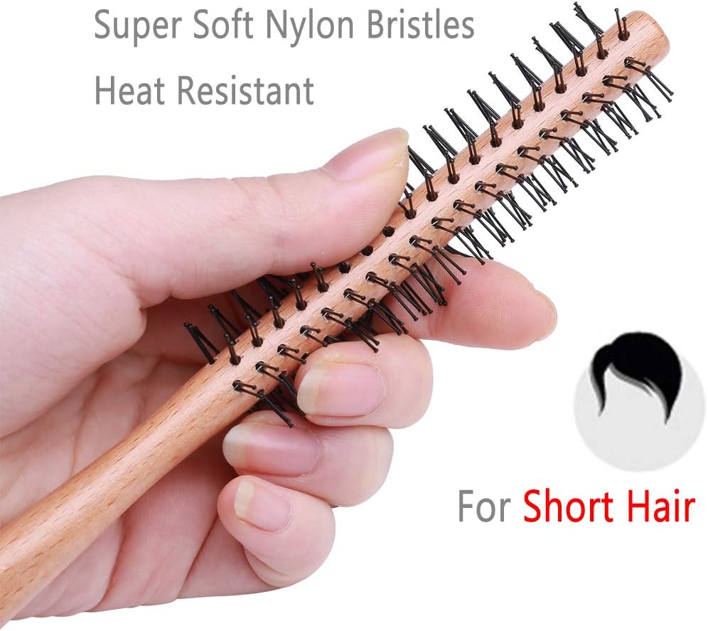 PerfeHair Small Round Barrel Brush for Short Hair, 1 Inch Mini Quiff Roller Comb for Women and Men, Best for Styling Thin Hair, Bangs, Beard Perfehair