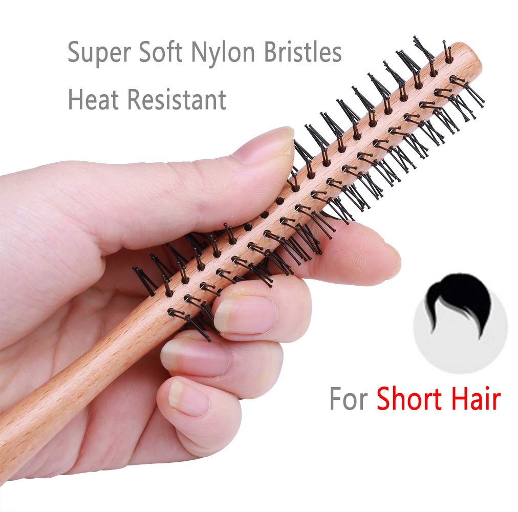 PerfeHair Small Round Barrel Brush for Short Hair, 1 Inch Mini Quiff Roller Comb for Women and Men, Best for Styling Thin Hair, Bangs, Beard Perfehair