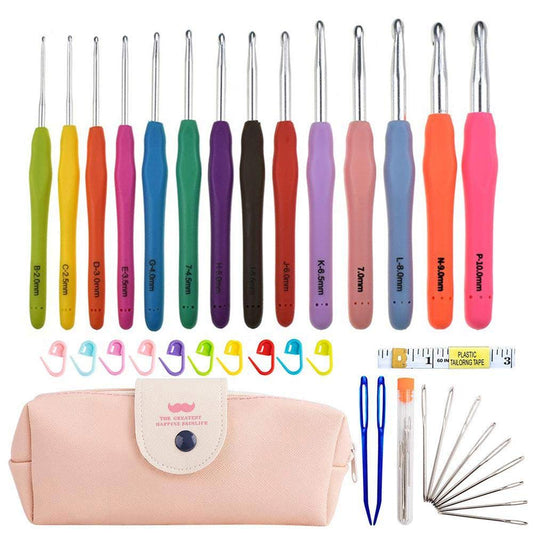 Volwco Smooth Knitting Needles Kit with Bag (Set of 14 Pieces, 2mm/B -10mm/N) Volwco