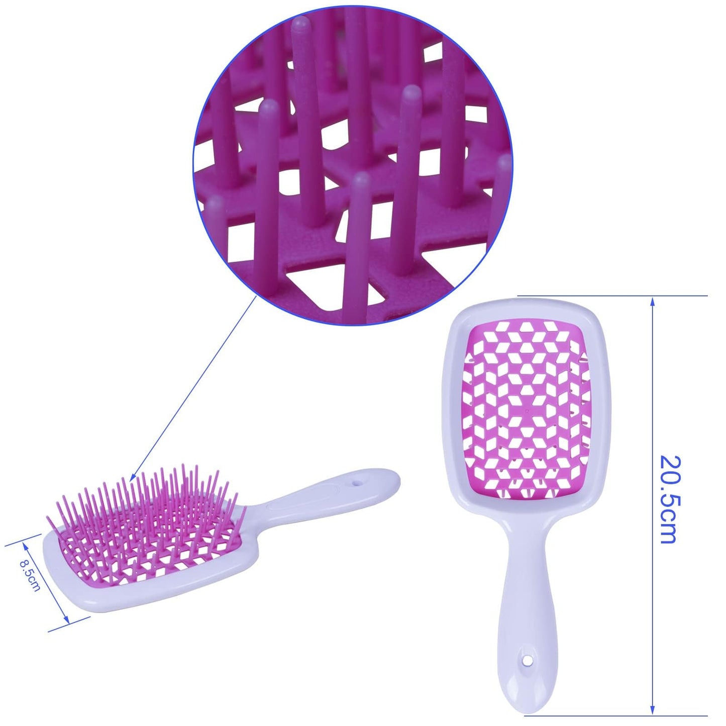 KOCANPA Detangling Hair Brush Hollow out Massage Ventilation Styling Comb for Curly Wet Thick and Tangled Hair(Wathet&Rose Red) KOCANPA