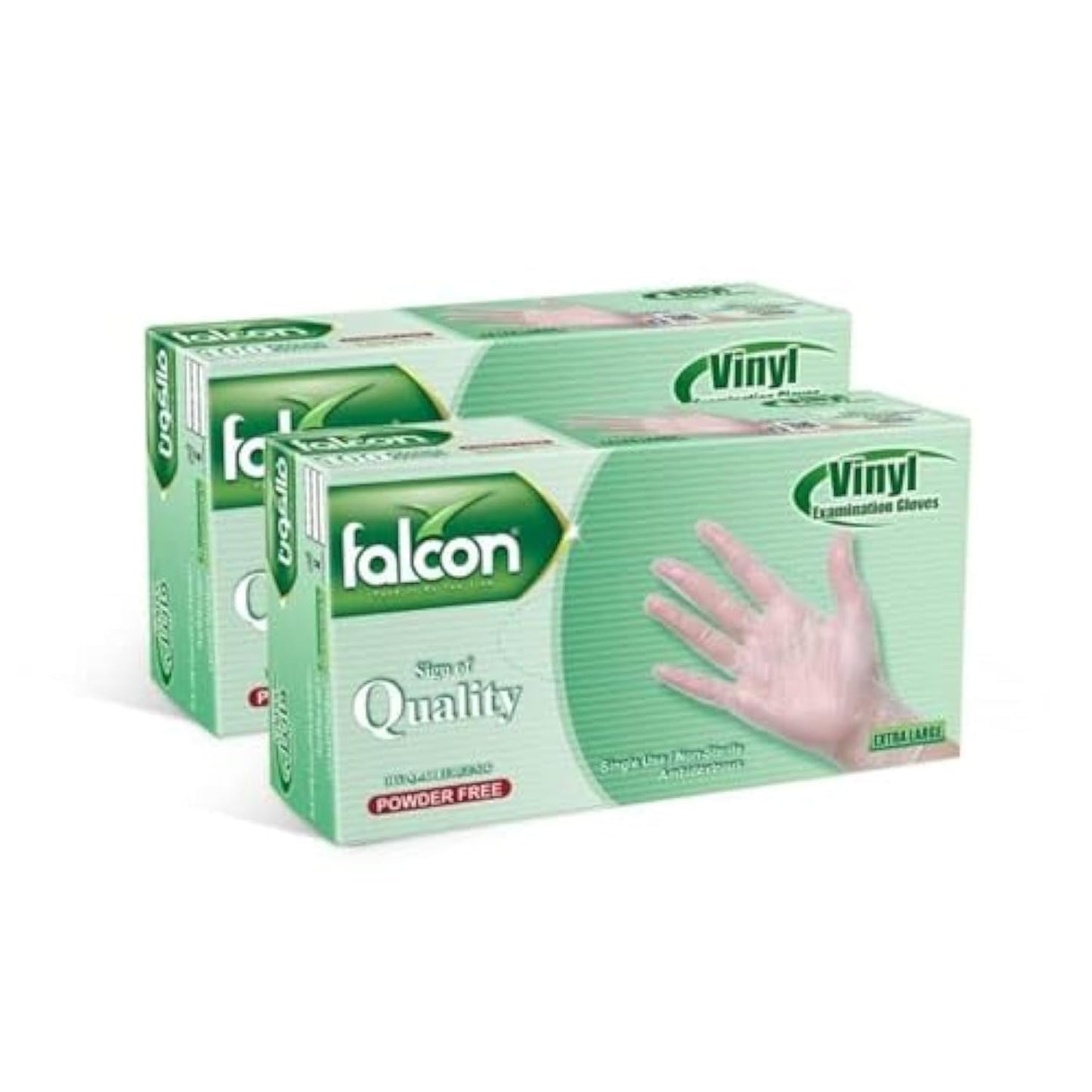 Falcon Vinyl Gloves - Clear Powder Free Extra Large (2 Packs x 100 Pieces) Falcon