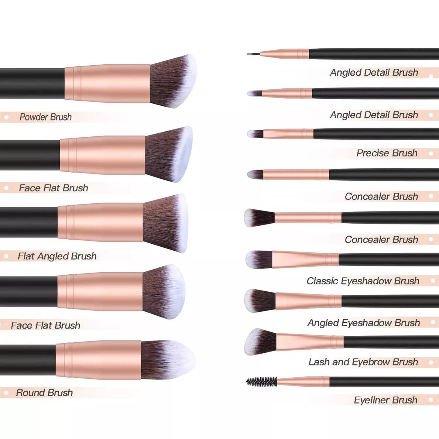 Professional Makeup Brush Set 14-piece Rose Gold Generic