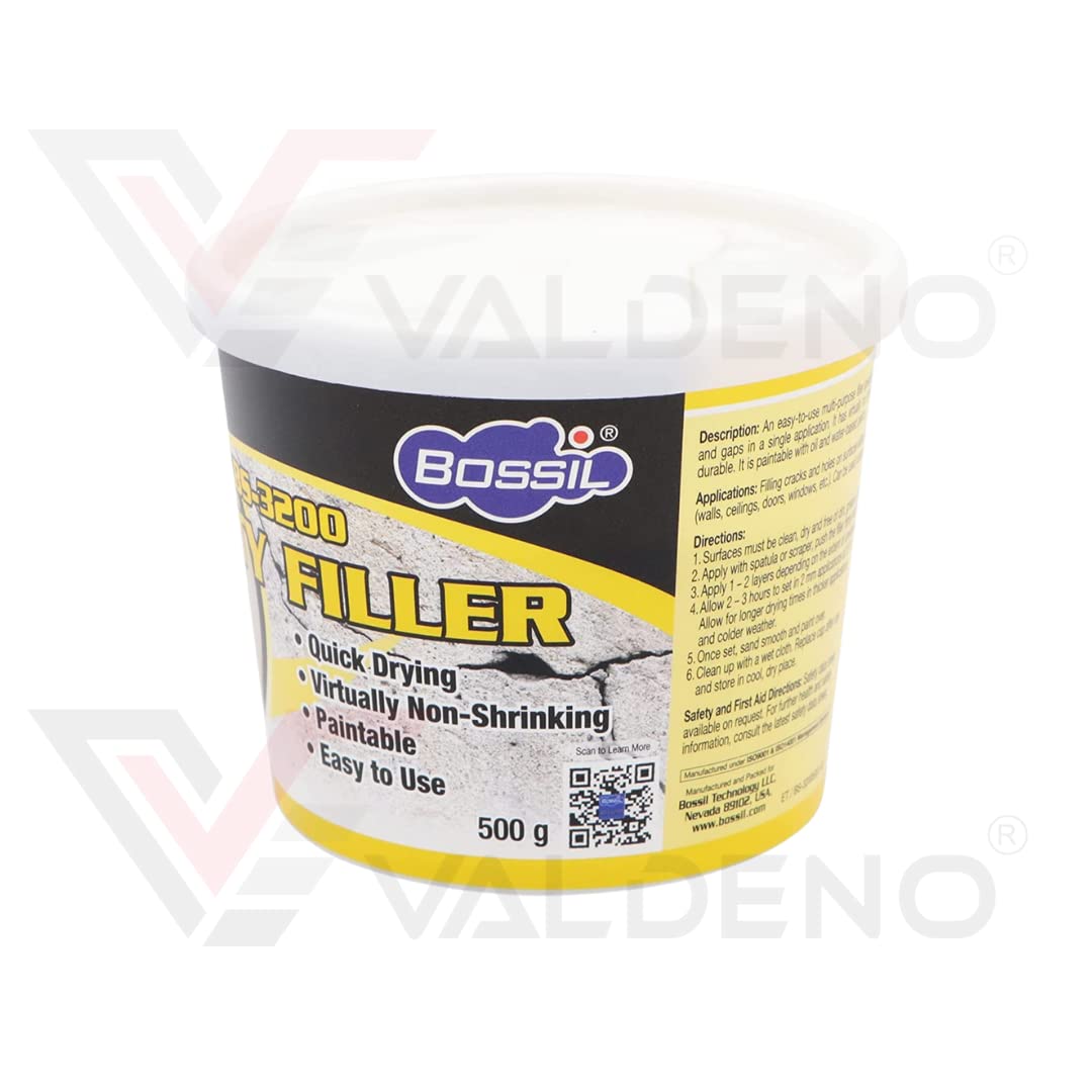 BOSSIL All-Purpose Putty, Putty Filler, Spackling for Drywall, Quick Drying, Designed for Interior and Exterior Home Use, Paintable, Permanent, Non-Shrinking, 500g Visit the Bossil Store