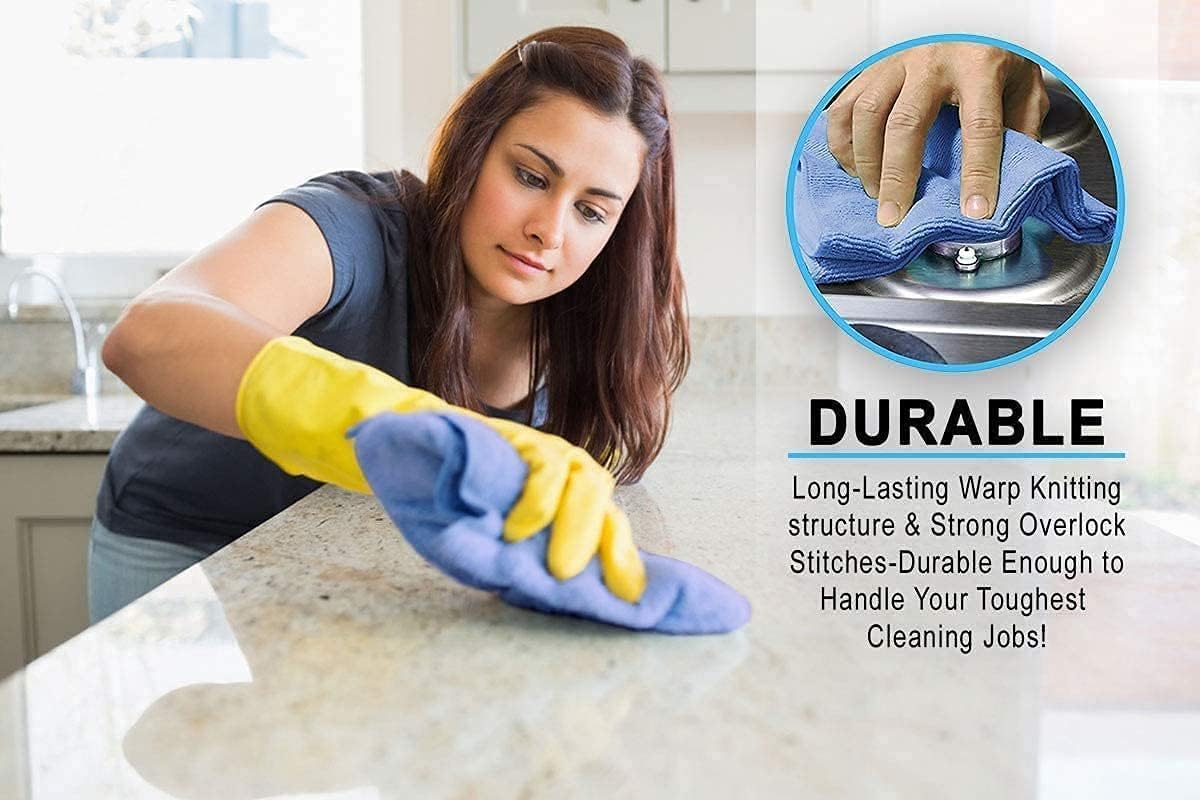 Pack of 8 Microfiber Cleaning Cloths 40x40cm – Premium Kitchen Towels for Cleaning, Polishing, and Dusting – Perfect Microfiber Towel Set for Home, Car, Kitchen Wipes, and Cleaning Supplies
