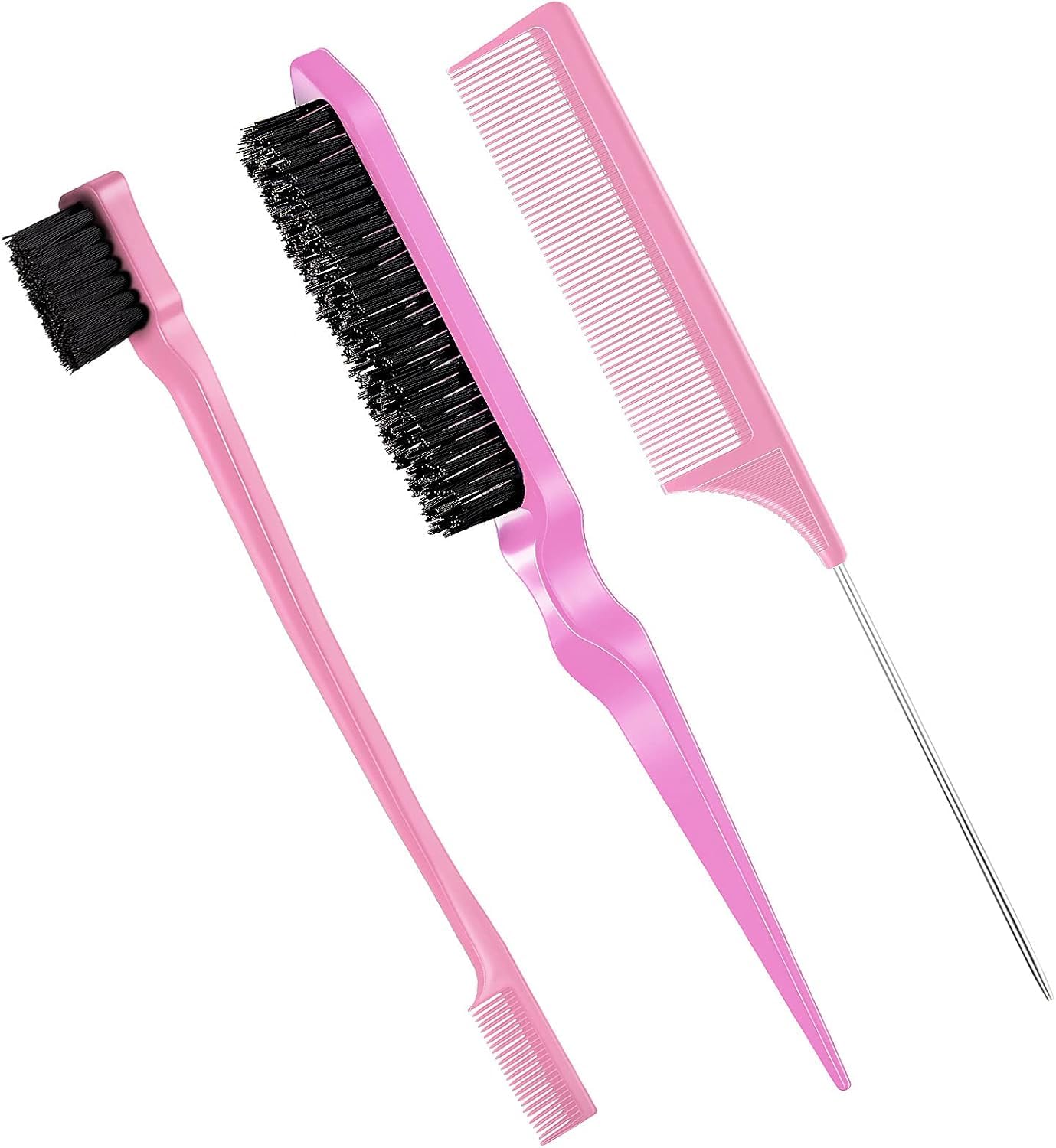 INFLUX 3 pcs slick back hair brush set for Curly Hair-Brush with Boar Bristle for Bounce and Shine, Ideal for Hair Styling, Edge Control, and Slick Back Styles Ideal comb for women and baby hair Visit the INFLUX Store