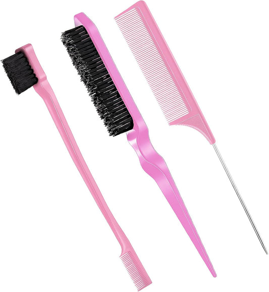 INFLUX 3 pcs slick back hair brush set for Curly Hair-Brush with Boar Bristle for Bounce and Shine, Ideal for Hair Styling, Edge Control, and Slick Back Styles Ideal comb for women and baby hair Visit the INFLUX Store