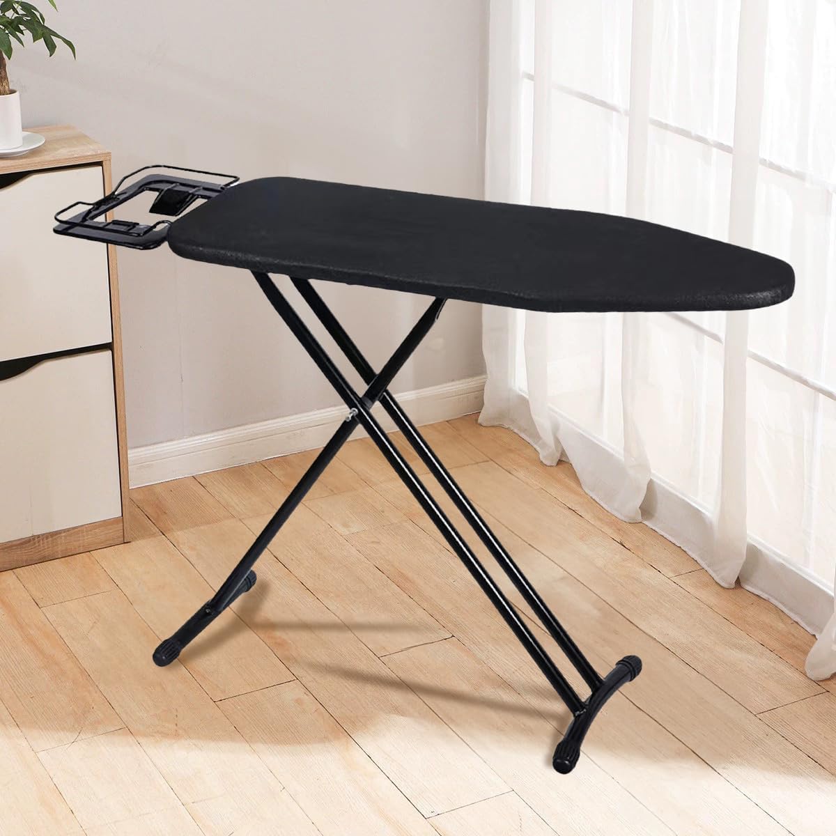 INFLUX 43"x13" Large Foldable Ironing Board with Adjustable Steam Iron Stand and Durable Heat-Resistant Cover–Perfect for Compact Storage, and Efficient Ironing