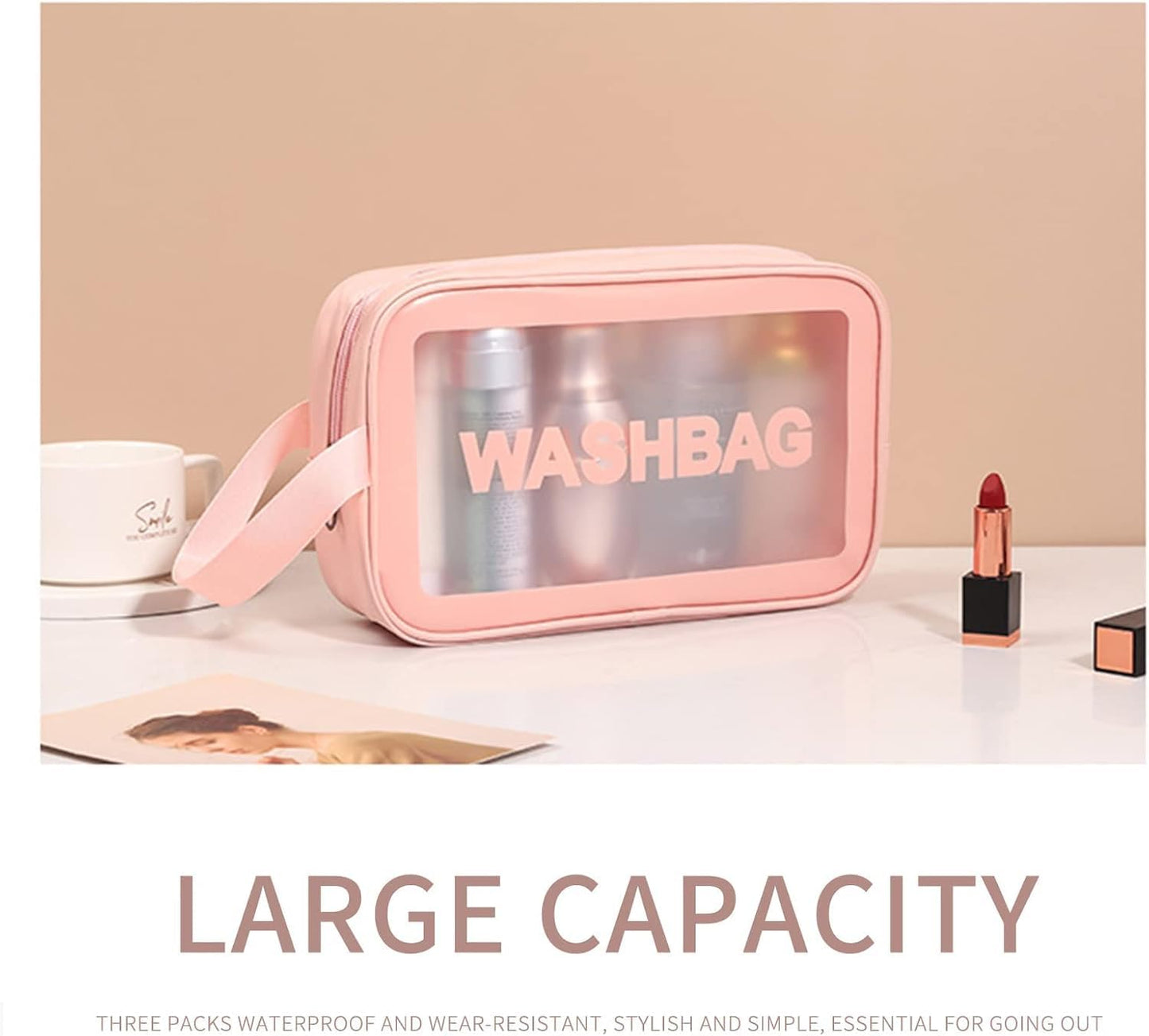 INFLUX 3-Piece Travel Wash Bag Set for Women -Storage Bag for Travel Essentials, Women's Handbags & Shoulder Bags, Travel Bag, and Beach Bag - Perfect Bag Organizer and Luggage Bag Solution Visit the INFLUX Store