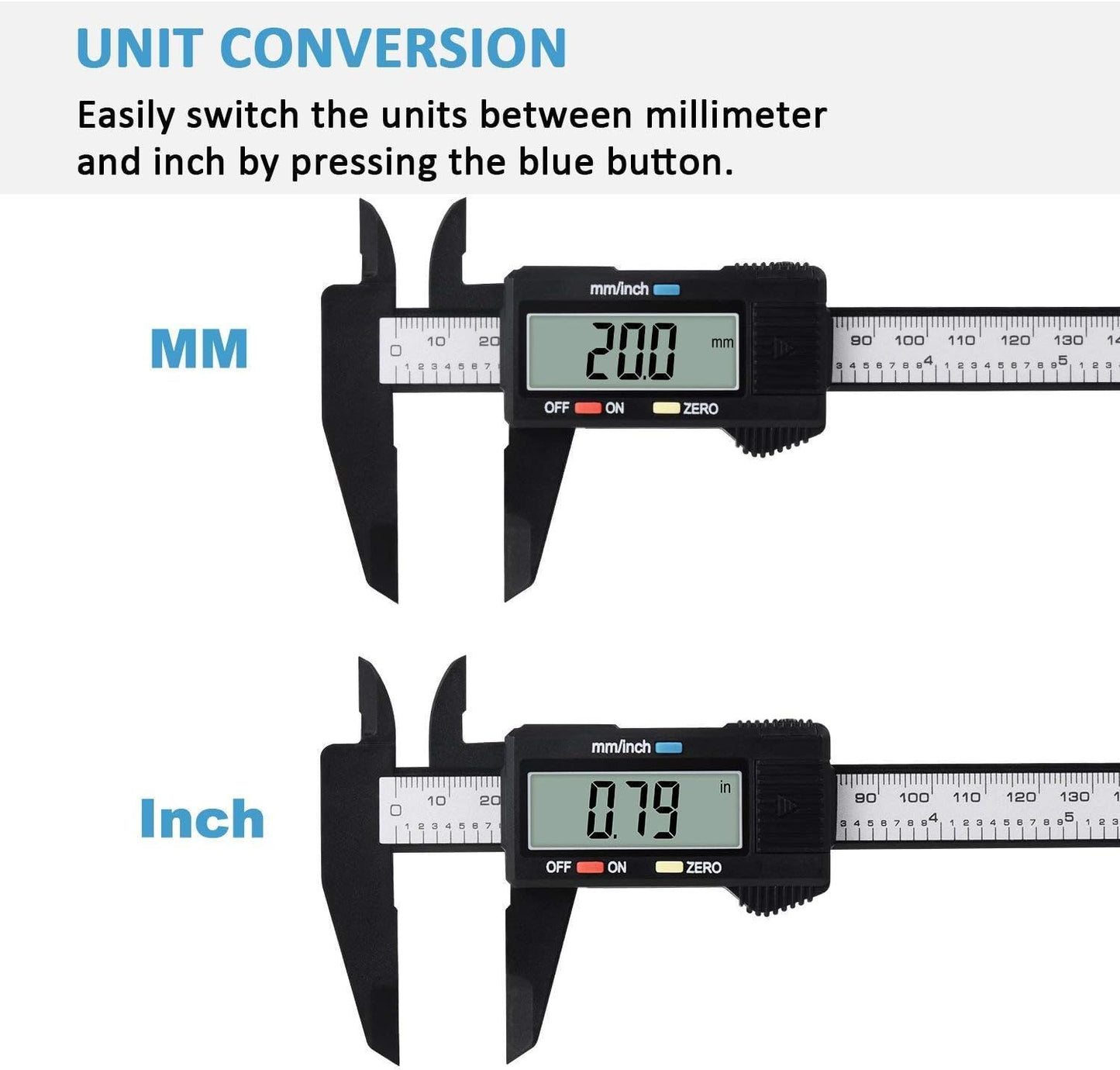 INFLUX Digital Vernier Caliper 150mm with LCD Screen–Precise Measuring Tool, Stainless Steel Electronic Caliper, Ideal for Home Improvement, Jewelry, and DIY Projects Inch and Millimeter Conversion