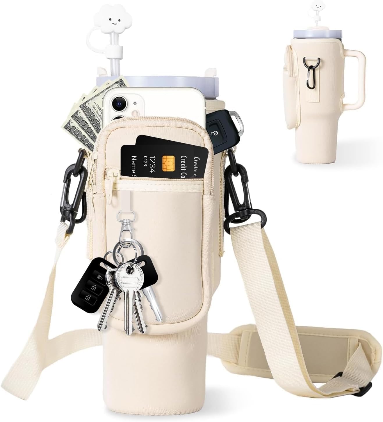 INFLUX Water Bottle Holder for Stanley 40oz - Stanley Cup Accessories Bag with Strap, Compatible with Stanley Water Bottle, Stanley Tumbler, and Stanley Cup- Water Bottle Sleeve For Outdoors