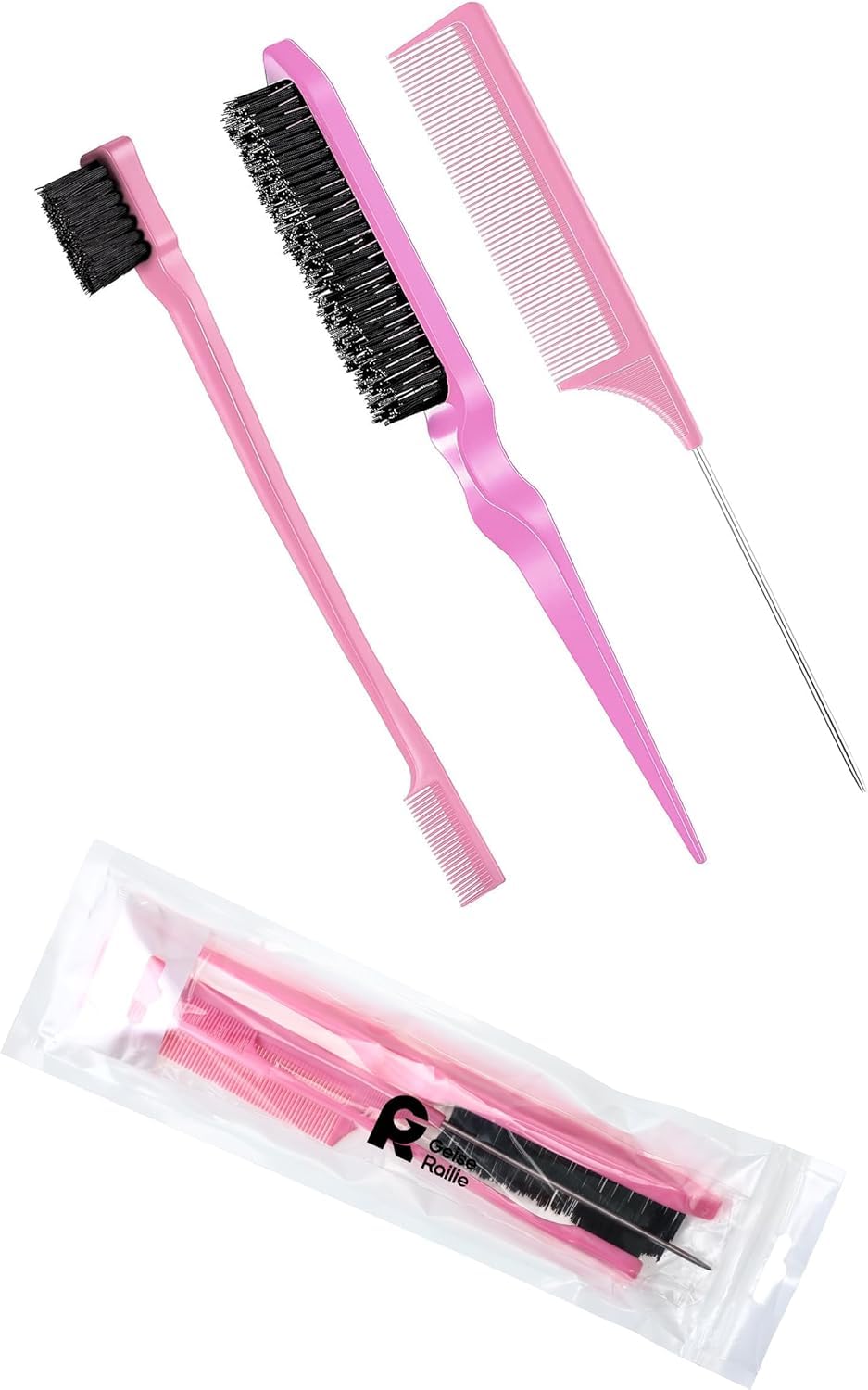 INFLUX 3 pcs slick back hair brush set for Curly Hair-Brush with Boar Bristle for Bounce and Shine, Ideal for Hair Styling, Edge Control, and Slick Back Styles Ideal comb for women and baby hair Visit the INFLUX Store