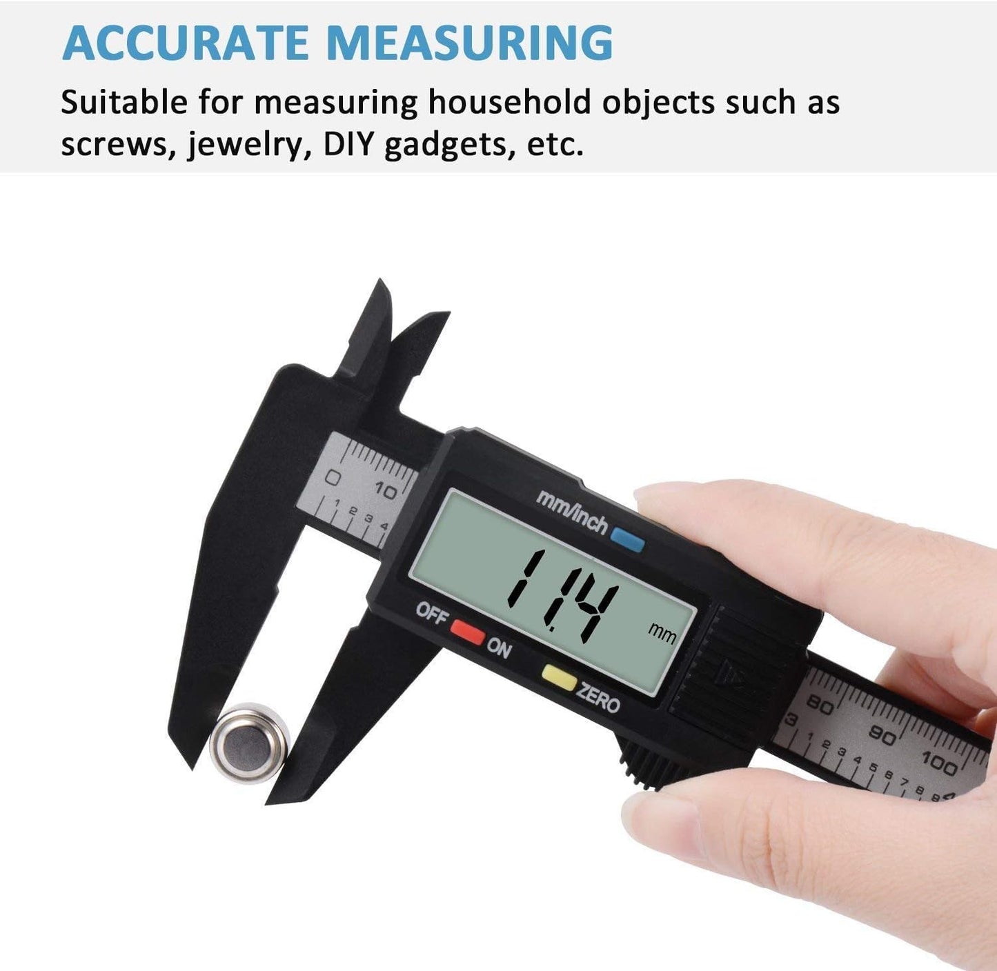 INFLUX Digital Vernier Caliper 150mm with LCD Screen–Precise Measuring Tool, Stainless Steel Electronic Caliper, Ideal for Home Improvement, Jewelry, and DIY Projects Inch and Millimeter Conversion
