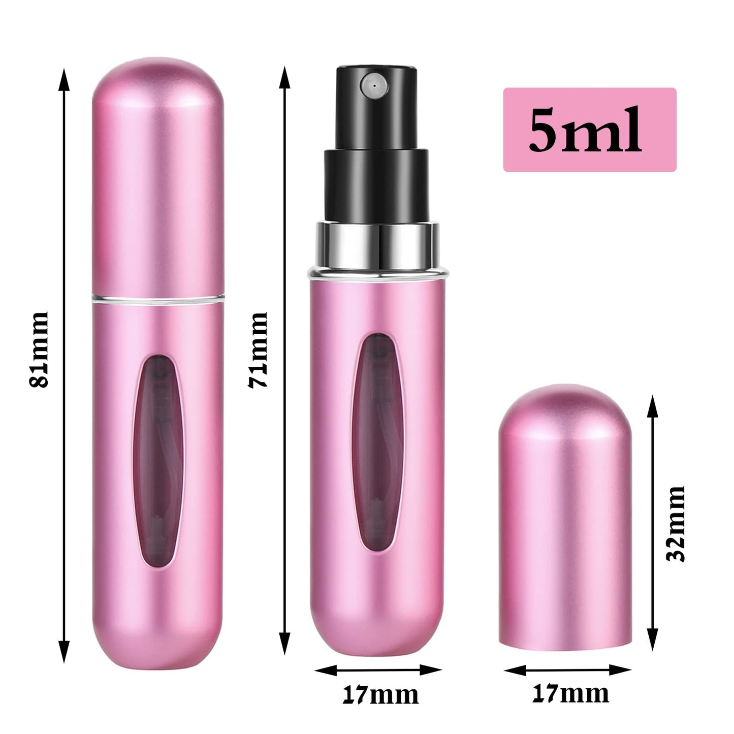Wendergo Perfume Atomiser Refillable 5 Pcs Travel Bottle Mini ML Atomizer Spray Portable Empty Fragrance Container for Aftershave Holiday and Night Out Wendergo