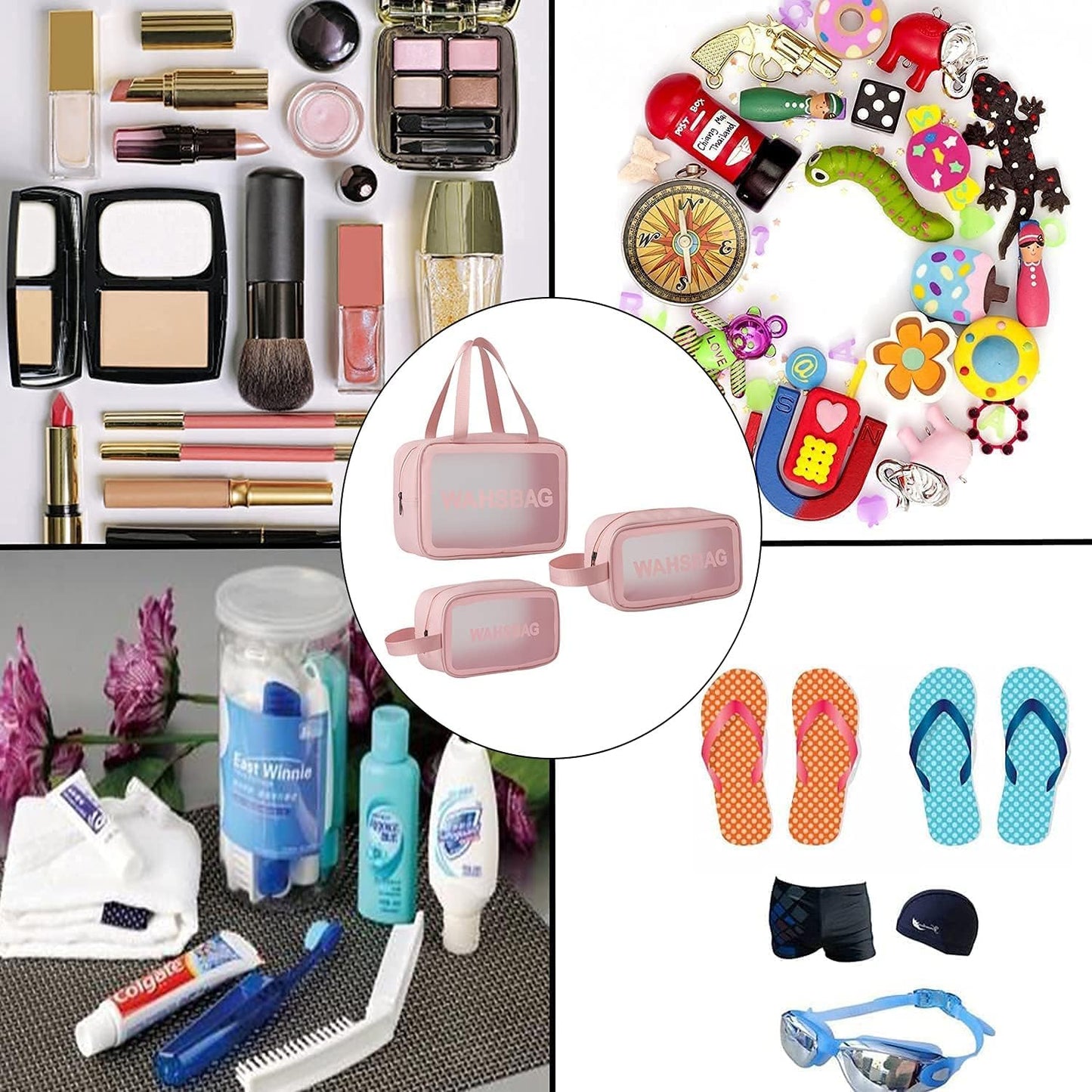 INFLUX 3-Piece Travel Wash Bag Set for Women -Storage Bag for Travel Essentials, Women's Handbags & Shoulder Bags, Travel Bag, and Beach Bag - Perfect Bag Organizer and Luggage Bag Solution Visit the INFLUX Store