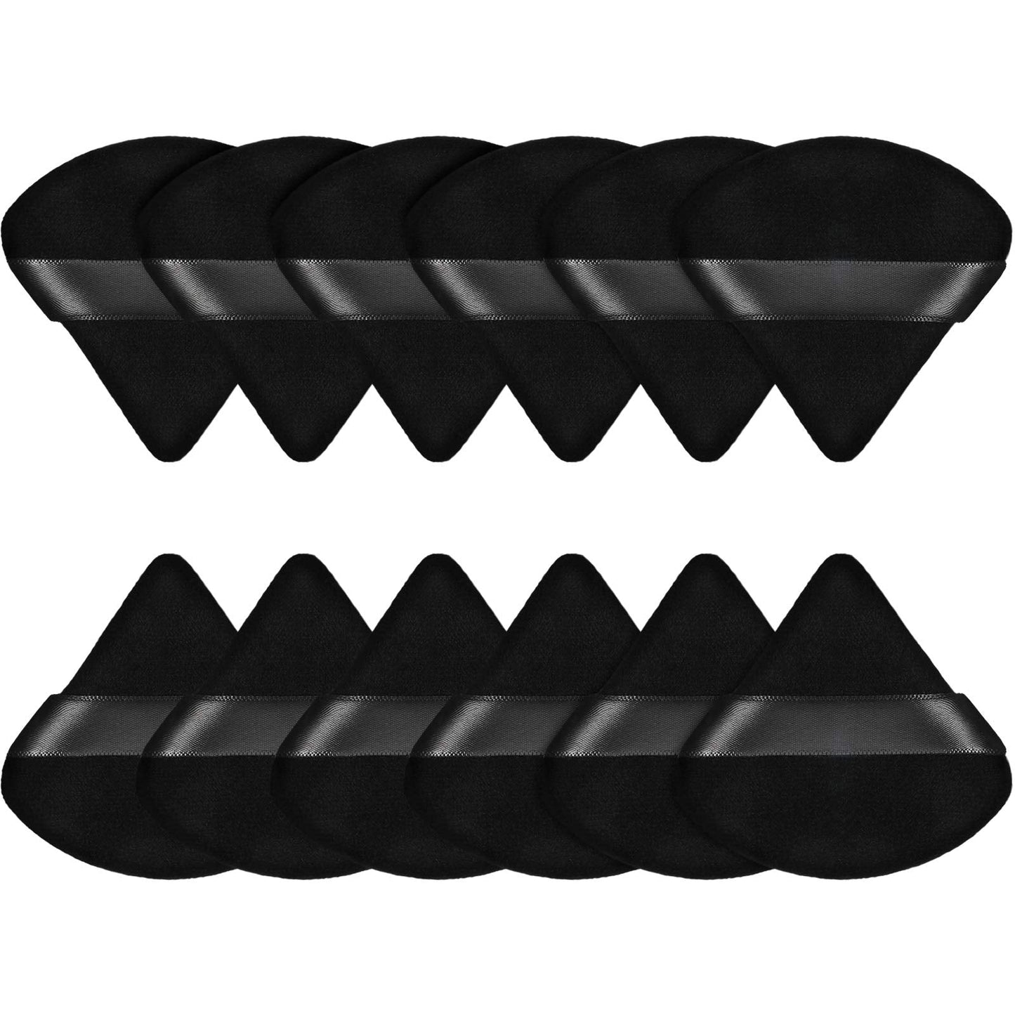 Maitys 12 Pieces Triangle Powder Puff Face Cosmetic Makeup Puff for Loose Powder Soft Body Washable Reusable Foundation Sponge Mineral Powder Wet Dry Makeup Tool(Black,Small) Generic