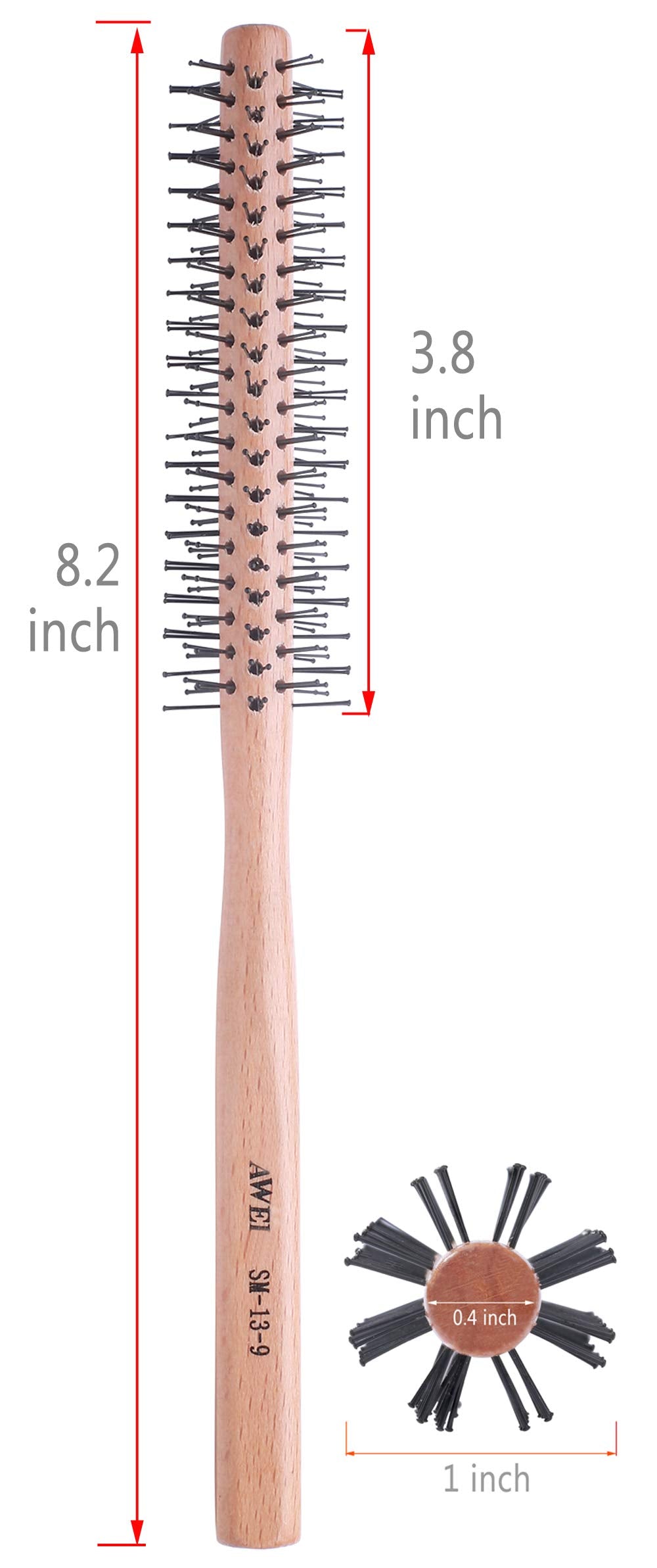 PerfeHair Small Round Barrel Brush for Short Hair, 1 Inch Mini Quiff Roller Comb for Women and Men, Best for Styling Thin Hair, Bangs, Beard Perfehair