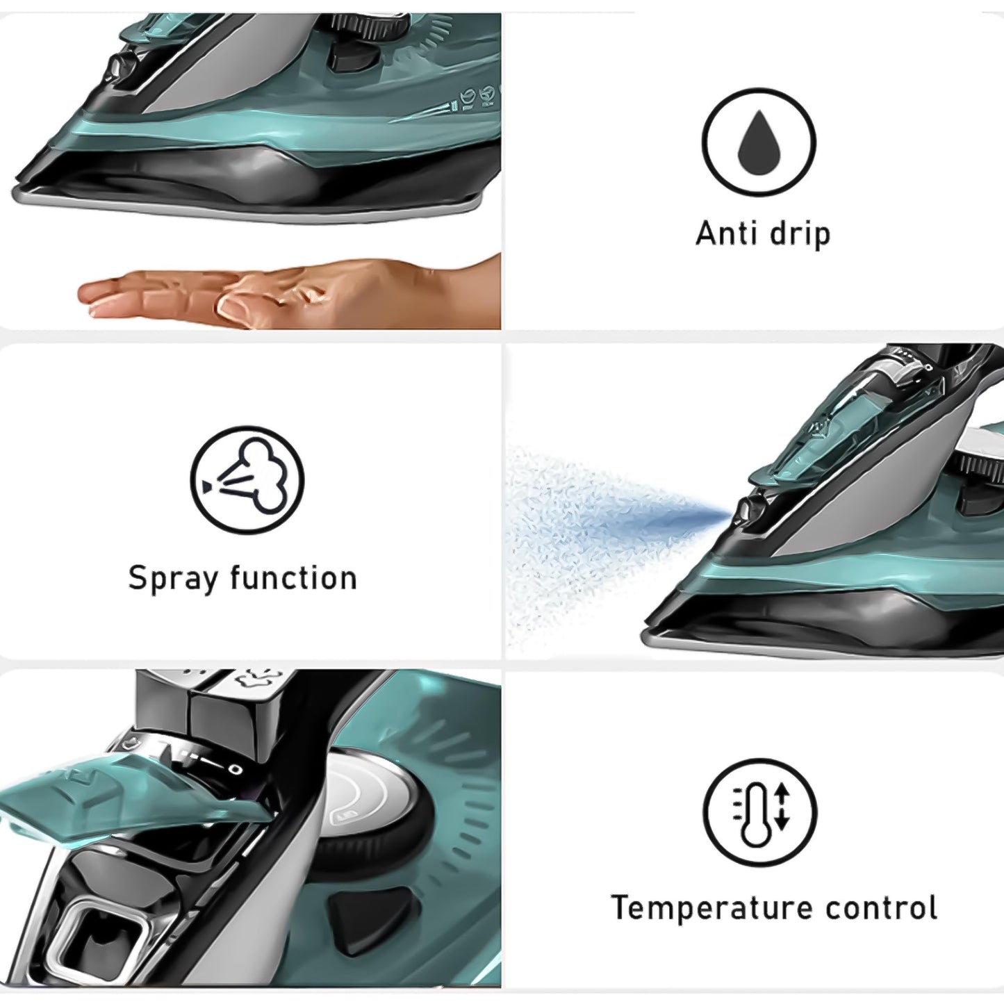 2600W Steam Iron – Ceramic Coated Soleplate, Auto Shut-Off, Anti-Calc Drip Self-Cleaning, Continuous Steam, 450ml Water Tank, Steam Burst & Spray Function – Travel Iron for Wrinkle-Free Clothes