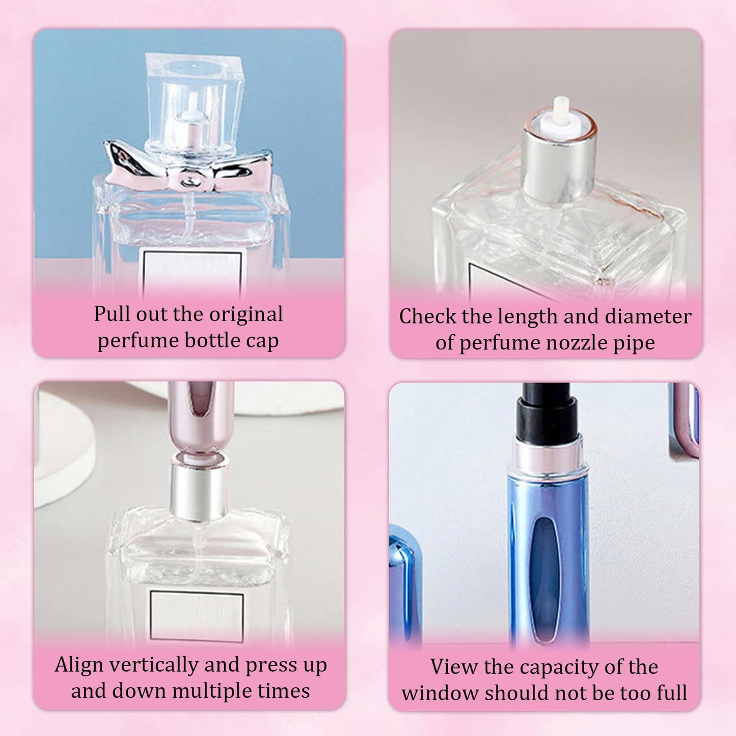 Wendergo Perfume Atomiser Refillable 5 Pcs Travel Bottle Mini ML Atomizer Spray Portable Empty Fragrance Container for Aftershave Holiday and Night Out Wendergo