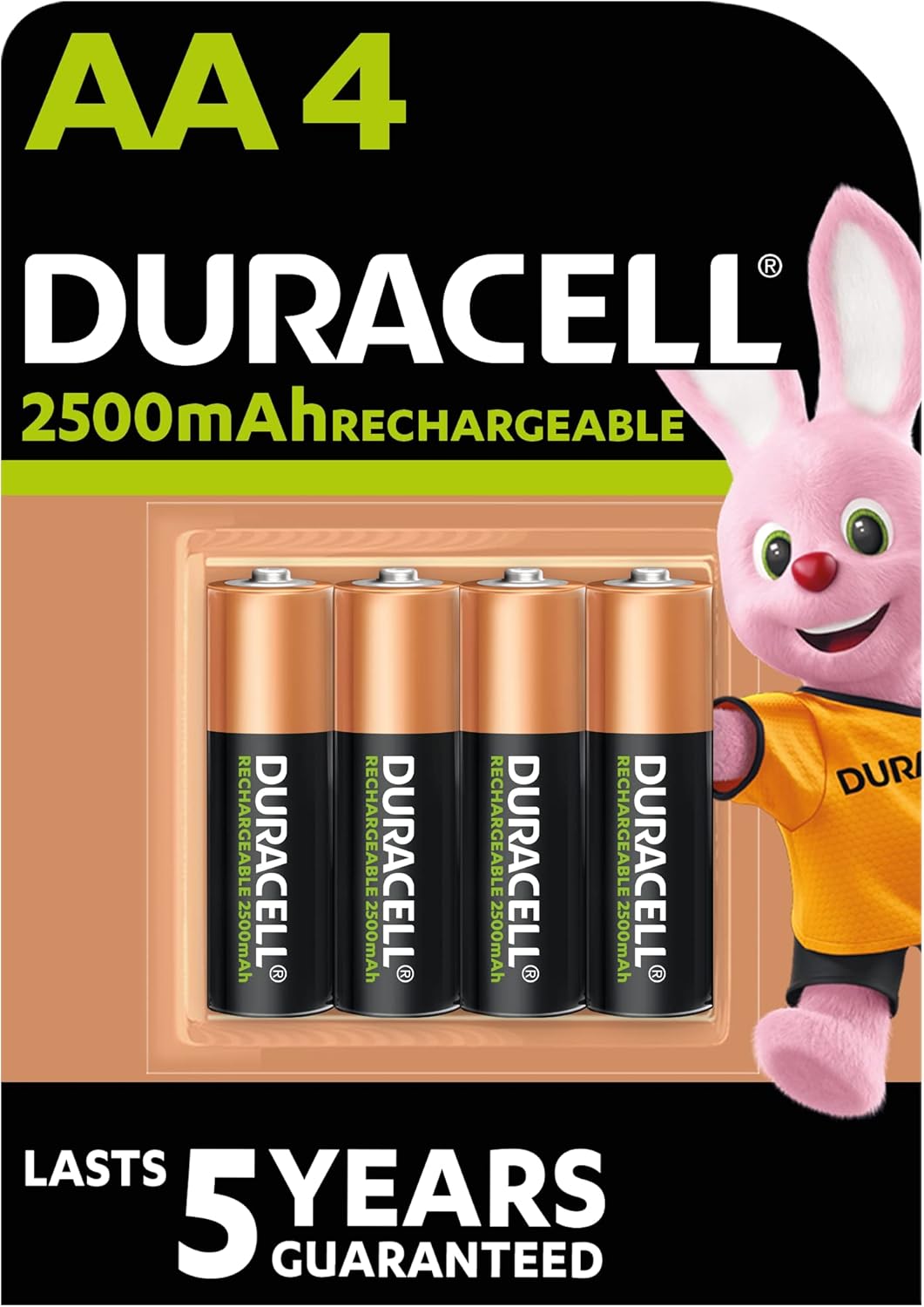 Duracell - Rechargeable Aa 2500 Mah Dx1500 Nimh 1.2V Batteries Long Lasting Power 5 Year - Pack Of 4 - 10 Years Shelf Life Duracell