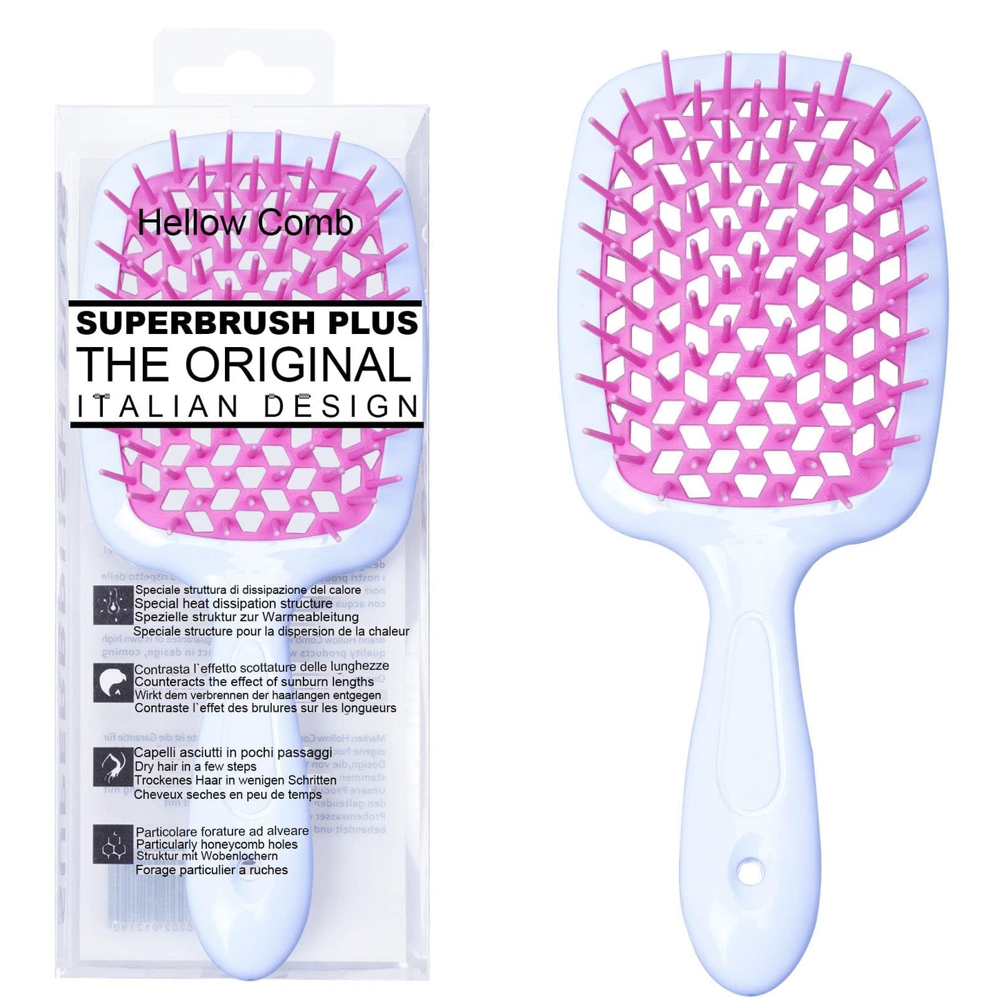 KOCANPA Detangling Hair Brush Hollow out Massage Ventilation Styling Comb for Curly Wet Thick and Tangled Hair(Wathet&Rose Red) KOCANPA