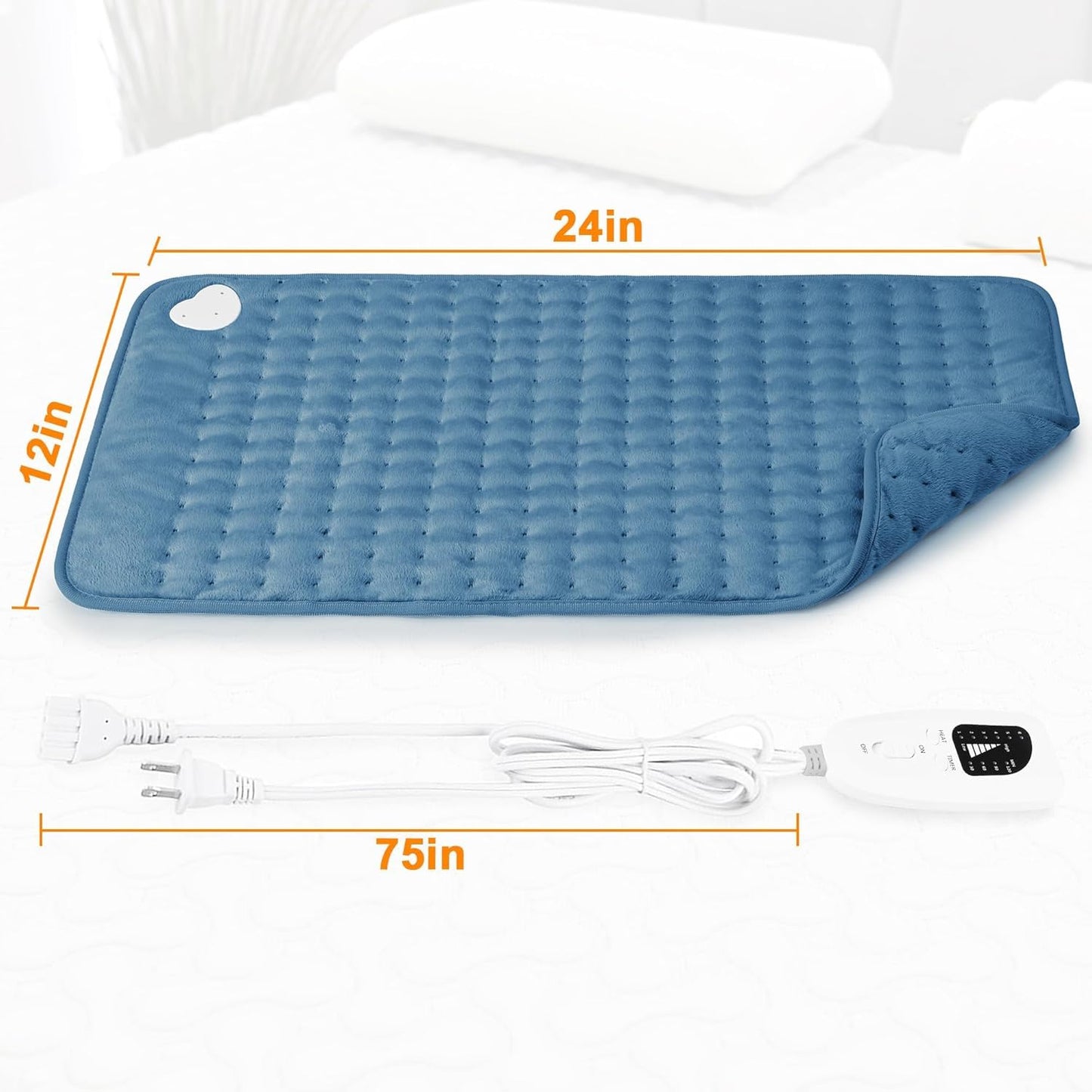 INFLUX 12" x 24" Electric Heating Pad with Automatic Switch-Off and 6 Temperature Levels Pain Relief, Neck, and Back Pain–Perfect for Period Cramps and Relaxation Machine Washable- Heated blanket ‎INFLUX