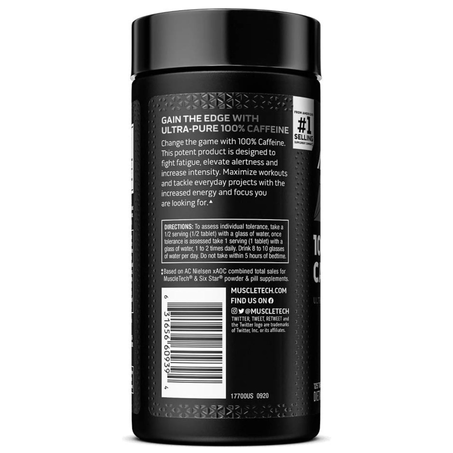 MuscleTech 100% Caffeine Boost: Ultra-Pure Energy Pills for Maximum Vitality - 125 Tablets