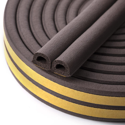 CloudBuyer Self-Adhesive Insulation Doors and Windows Draught Excluder Foam Seal Strip Soundproofing Collision Avoidance Rubber (D Type 5M, Coffee)