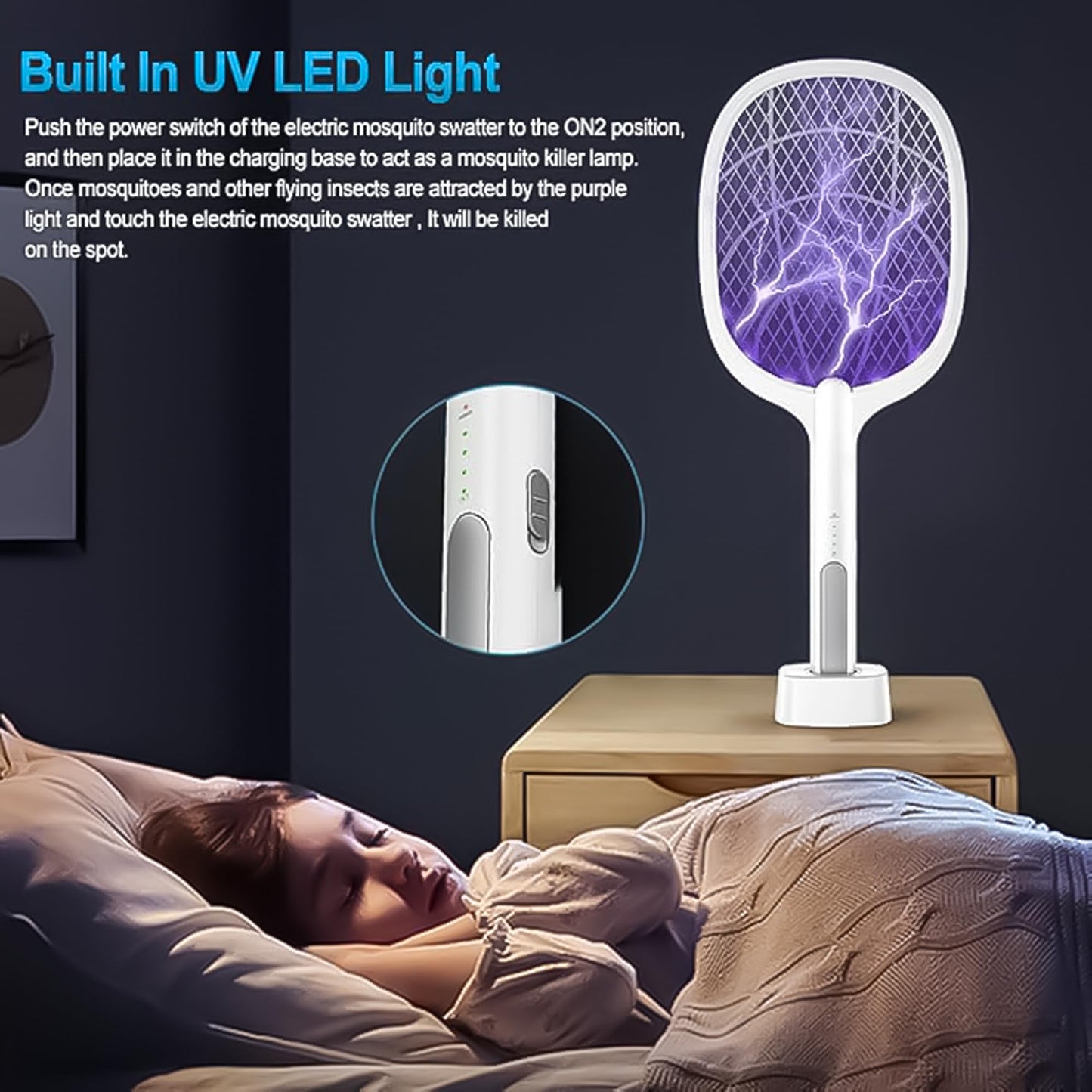 INFLUX Rechargeable Electric Fly Swatter with LED Light-Powerful Mosquito and Fly Killer Zapper, Bug Control Home and Outdoor Mosquito Killer for Mosquitoes, Flies, Bees, Moths (White) Visit the INFLUX Store