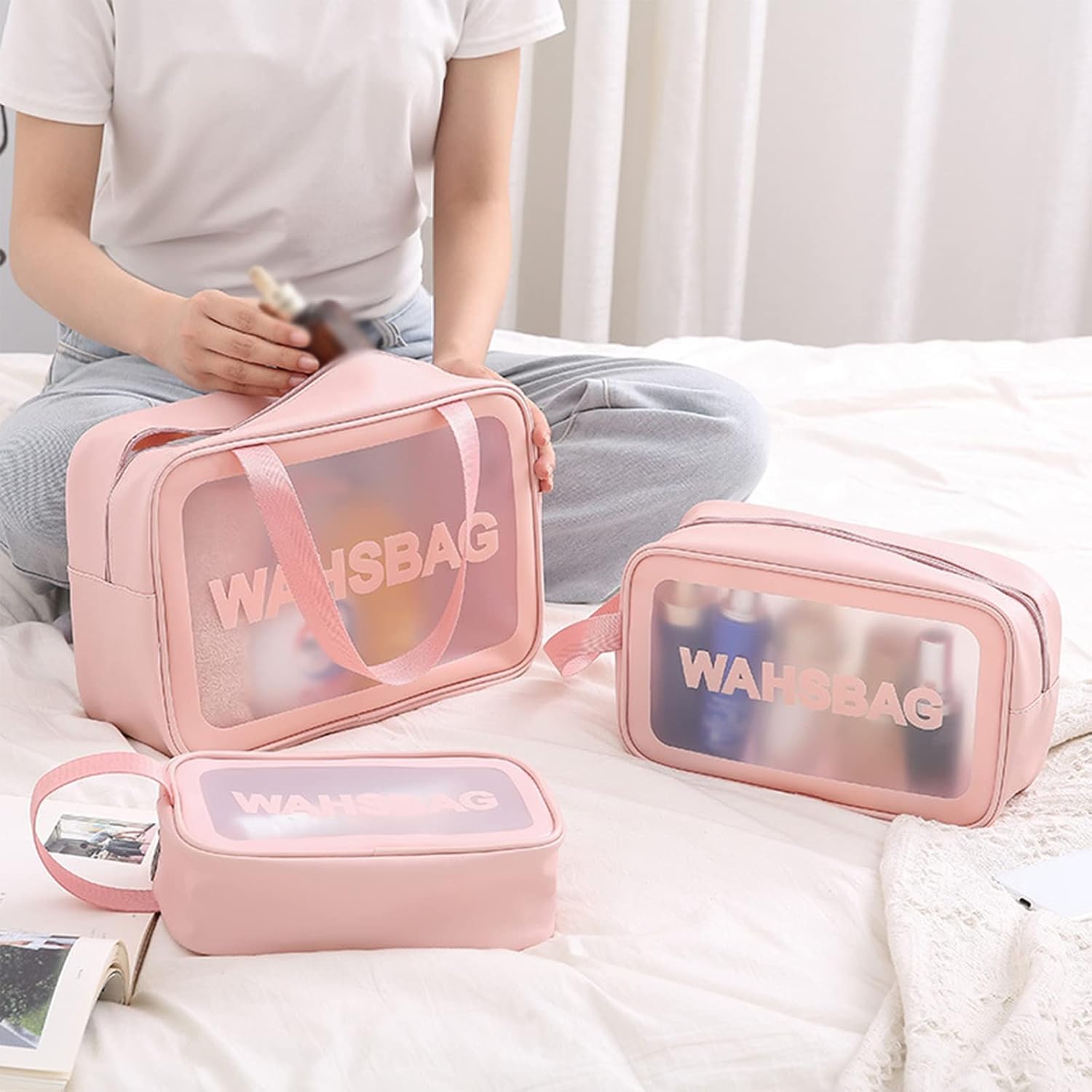 INFLUX 3-Piece Travel Wash Bag Set for Women -Storage Bag for Travel Essentials, Women's Handbags & Shoulder Bags, Travel Bag, and Beach Bag - Perfect Bag Organizer and Luggage Bag Solution Visit the INFLUX Store