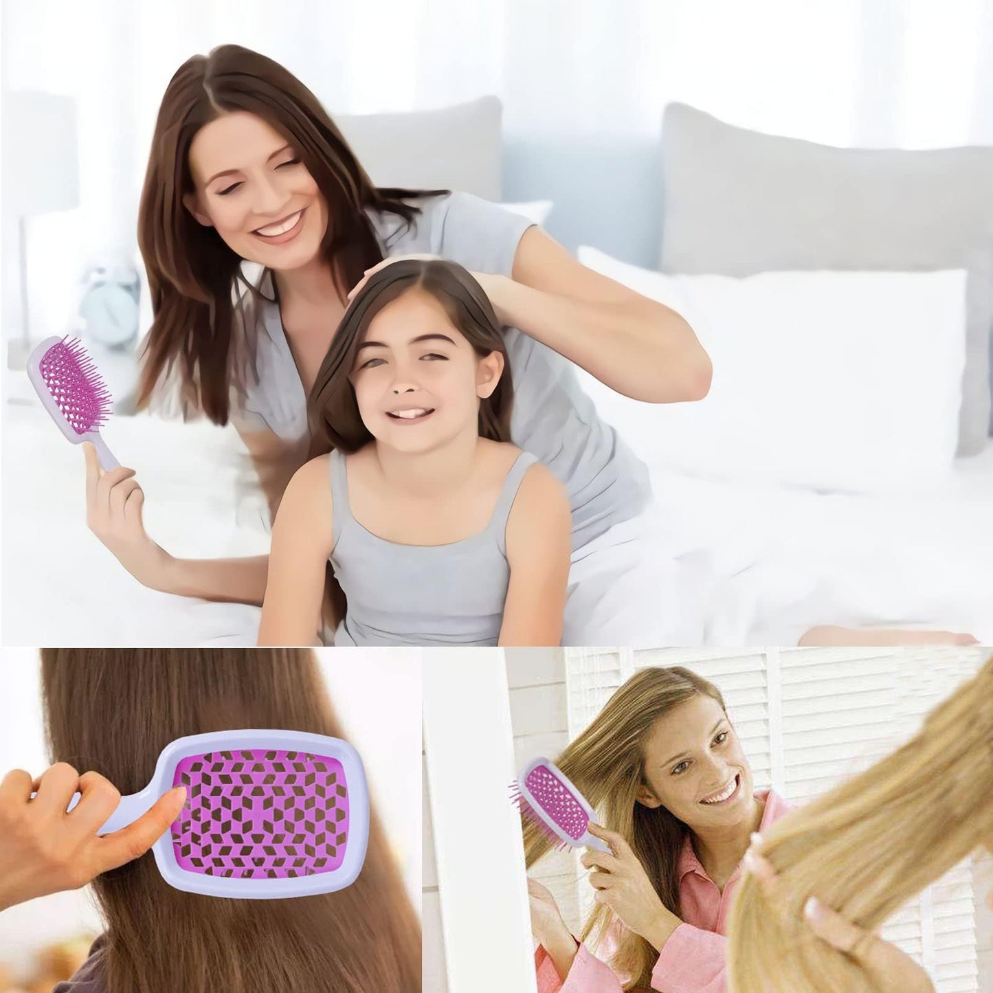 KOCANPA Detangling Hair Brush Hollow out Massage Ventilation Styling Comb for Curly Wet Thick and Tangled Hair(Wathet&Rose Red) KOCANPA