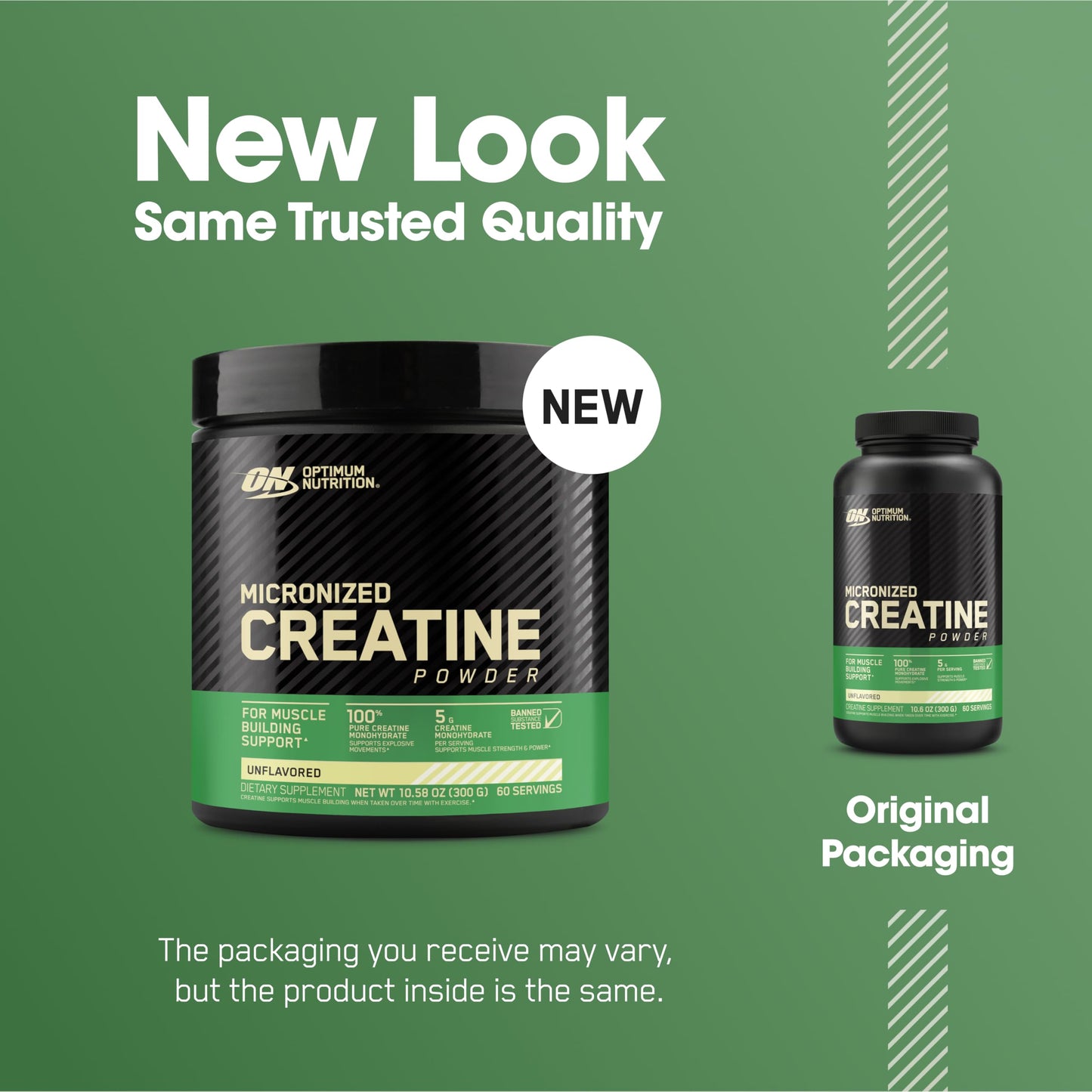 Optimum Nutrition (ON) Micronized Creatine Monohydrate Powder for Muscle Building Support - Unflavored, 300 Grams, 60 Servings - Package May Vary