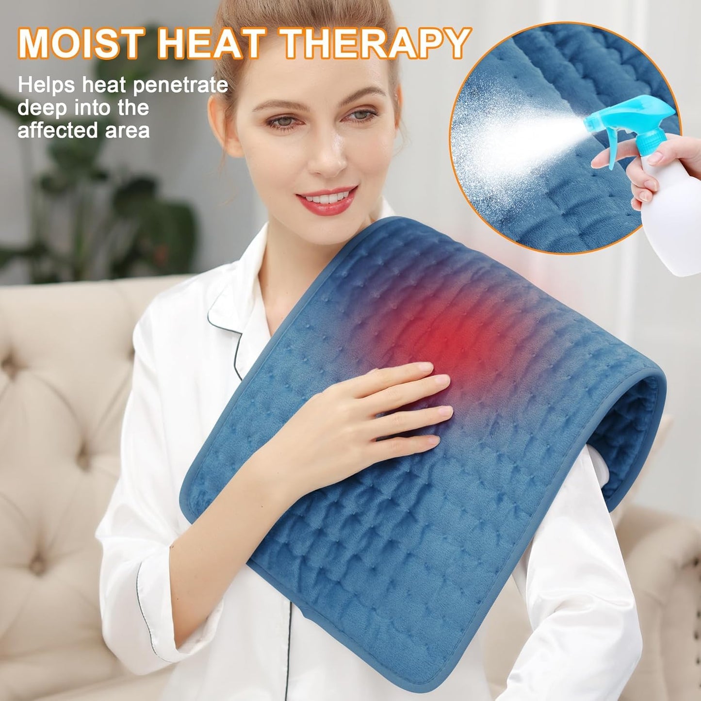 INFLUX 12" x 24" Electric Heating Pad with Automatic Switch-Off and 6 Temperature Levels Pain Relief, Neck, and Back Pain–Perfect for Period Cramps and Relaxation Machine Washable- Heated blanket ‎INFLUX