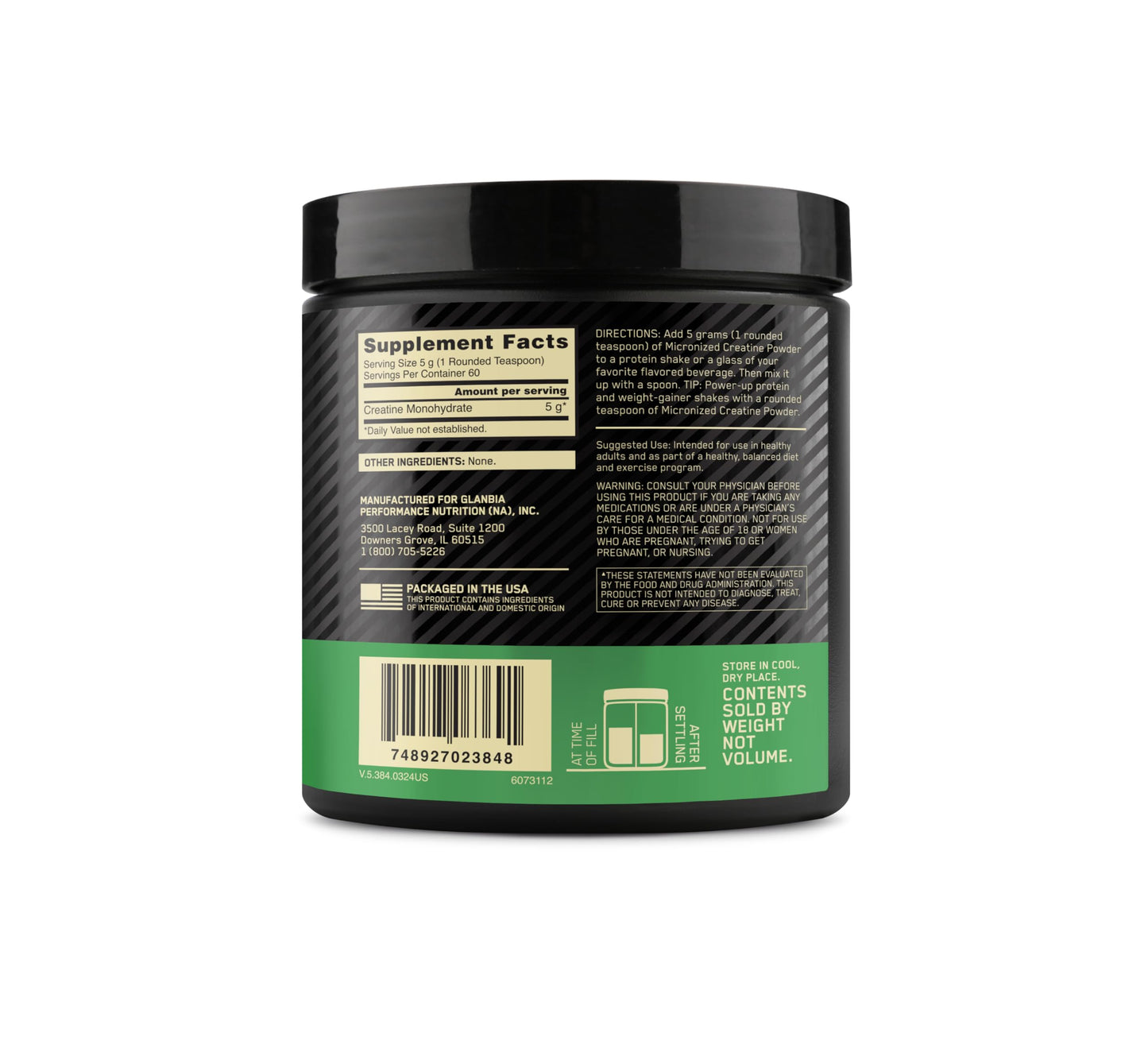 Optimum Nutrition (ON) Micronized Creatine Monohydrate Powder for Muscle Building Support - Unflavored, 300 Grams, 60 Servings - Package May Vary