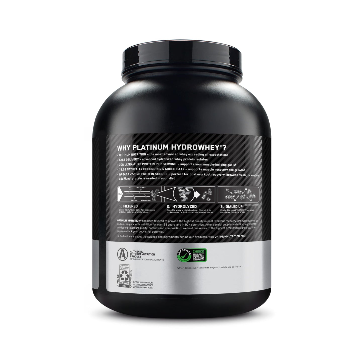 Optimum Nutrition (ON) Platinum Hydrowhey Protein Powder, 30 Grams of Protein for Muscle Support, 100% Hydrolyzed Whey Protein Isolate Powder - Turbo Chocolate, 3.61 Lbs, 40 Servings (1.64 KG)