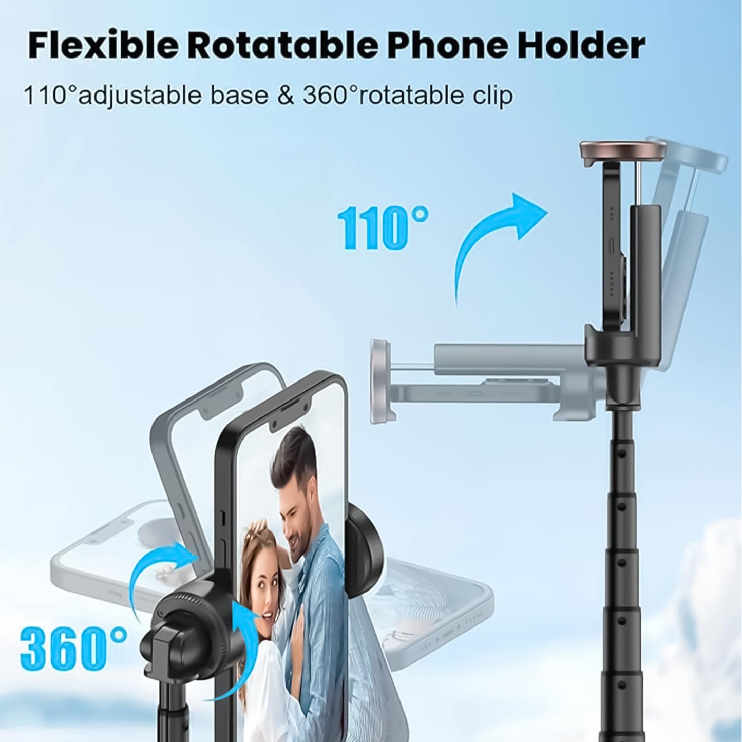 INFLUX 162cm Adjustable Mobile Stand for iPhone and Android Tripod Stand for Video Recording, Selfies, Live Streaming, with Integrated Wireless Remote, Lightweight, Extendable Phone Tripod for 4''-7'' Visit the INFLUX Store
